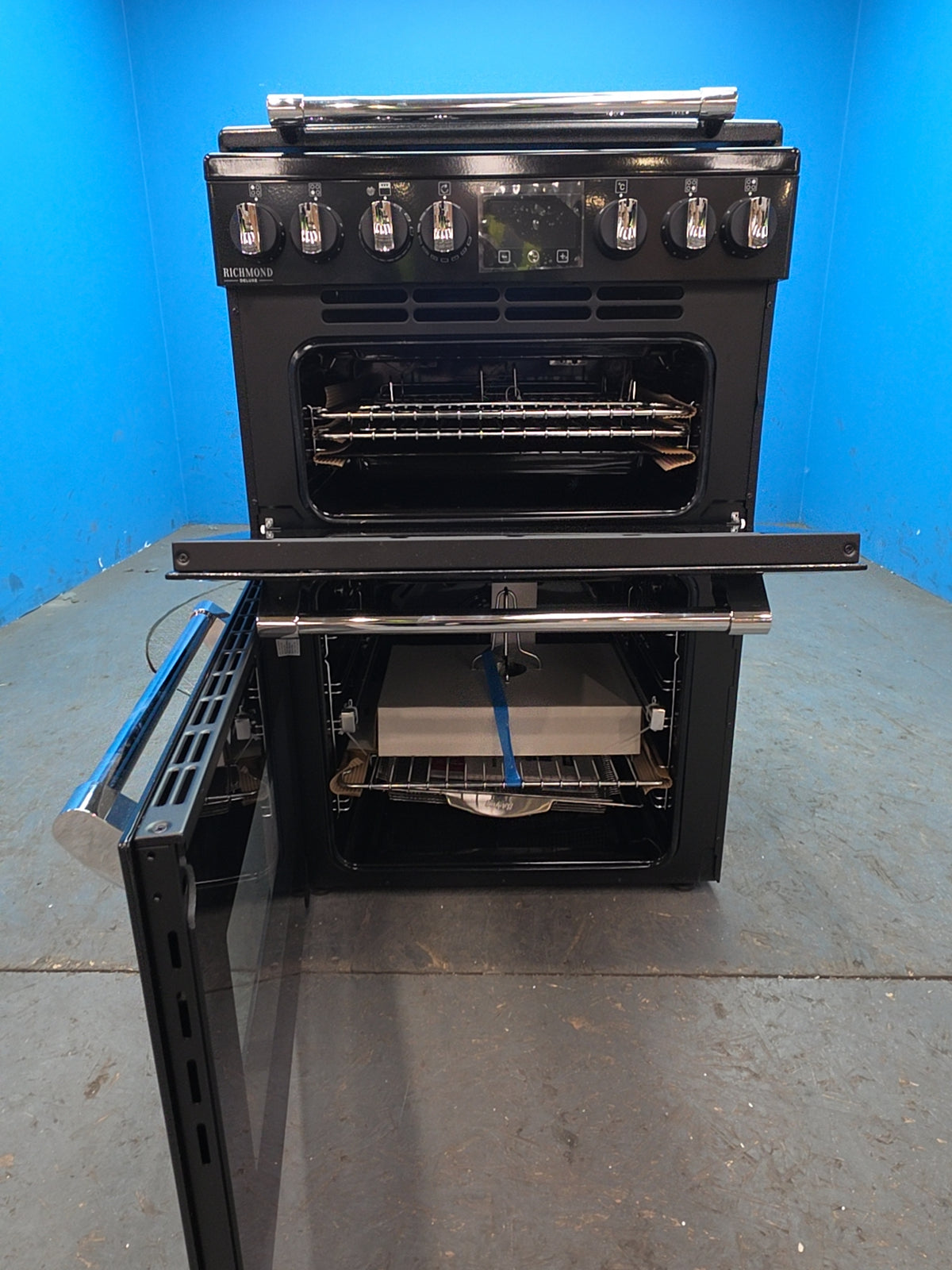 #GRC-164-314 - Stoves Richmond Deluxe 60cm Induction Double Oven Cooker – 103L Capacity, AirFry & SteamCleanse, Black