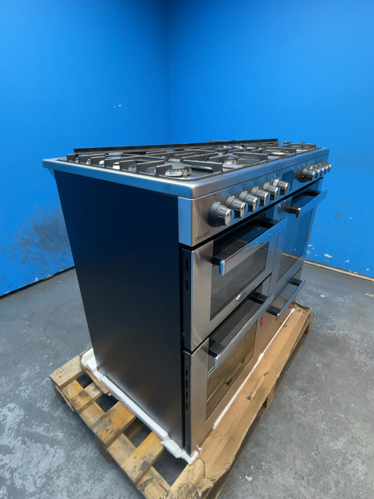 #GRC-164-325 - Belling Cookcentre 100DF 100cm Dual Fuel Range Cooker – 7 Burner Gas Hob, AirFry & Double Oven, Stainless