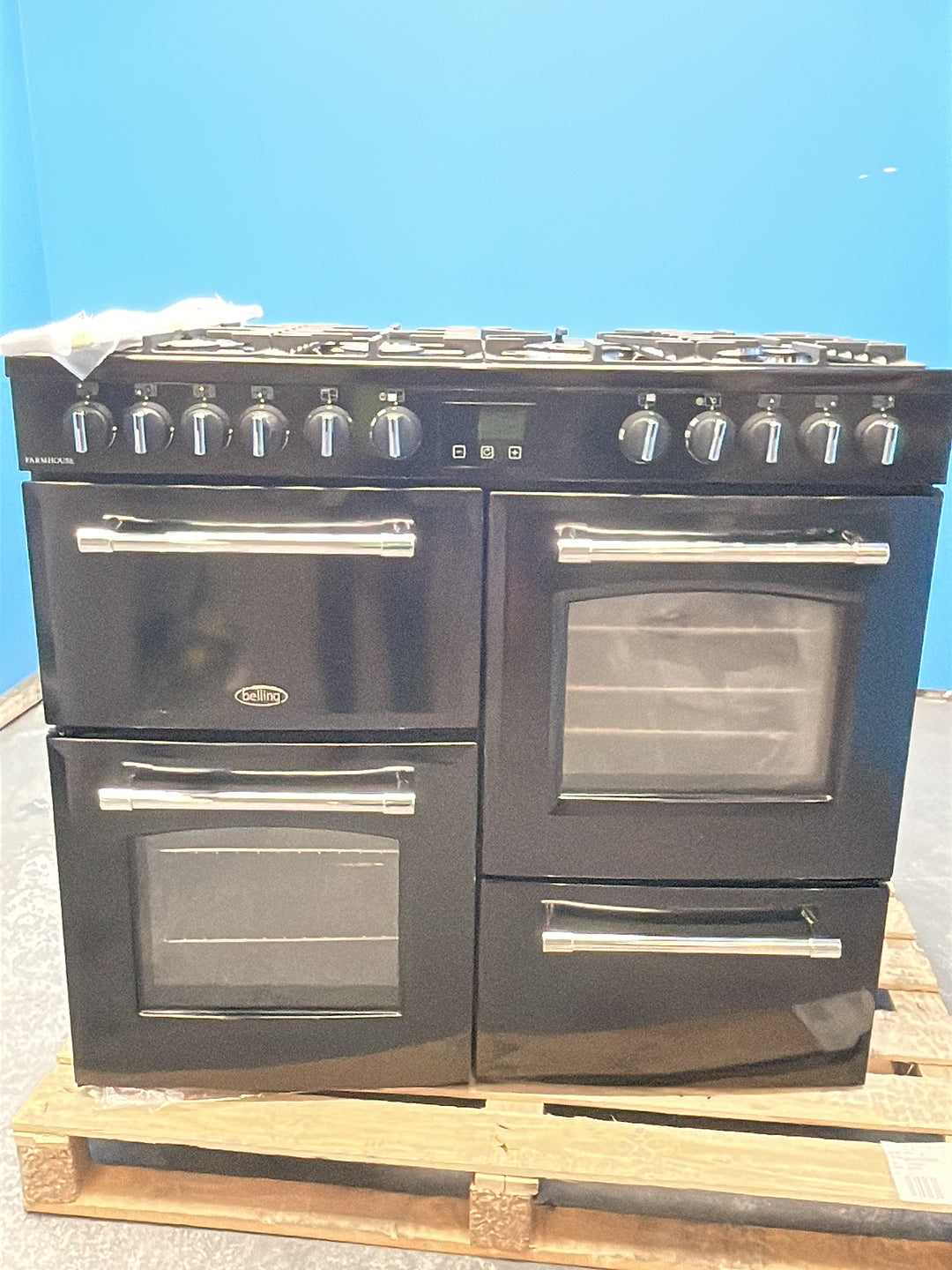 #GRC-164-327 - Belling Farmhouse 100cm Dual Fuel Range Cooker – 157L, AirFry, Black