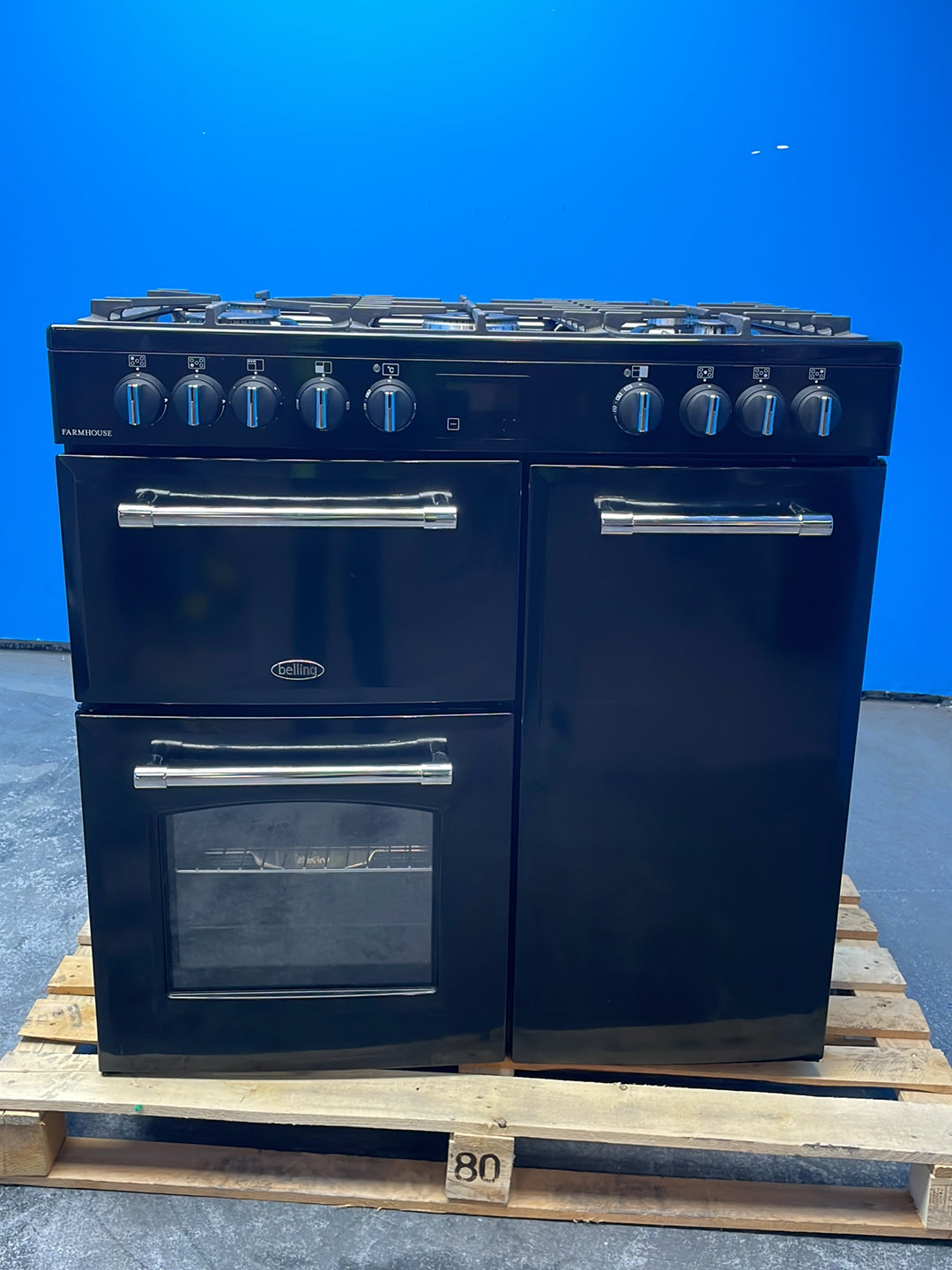 #GRC-164-331 - Belling Farmhouse 90cm Dual Fuel Range Cooker – 174L, 3 Ovens, AirFry