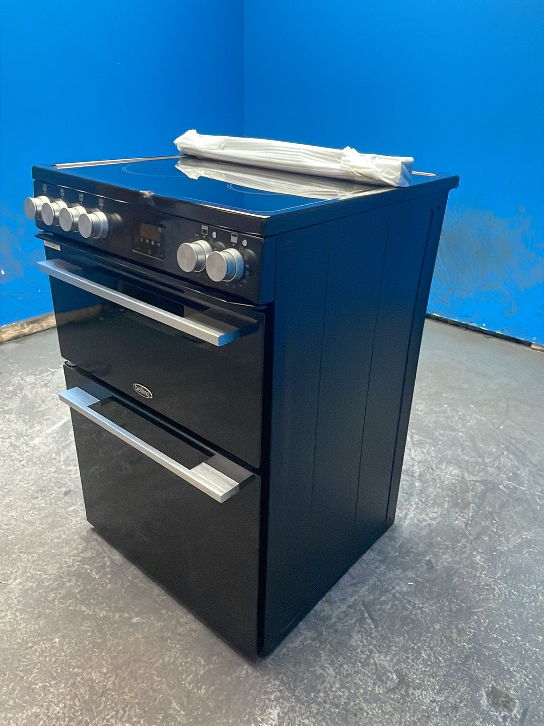 #GRC-164-341 - Belling Vision 60E Electric Double Oven Cooker – 99L Capacity, Ceramic Hob, Black & Silver Steel