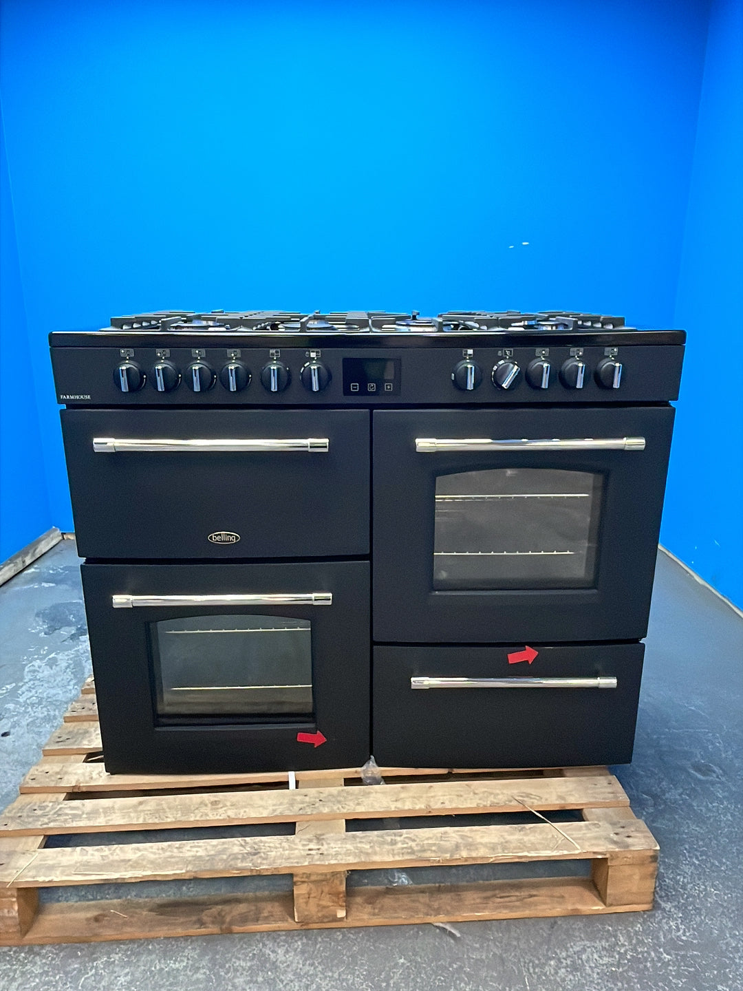 #GRC-164-432 - Belling Farmhouse 110DF Dual Fuel Range Cooker – 157L Capacity, 7 Gas Burners, AirFry Mode, Anthracite