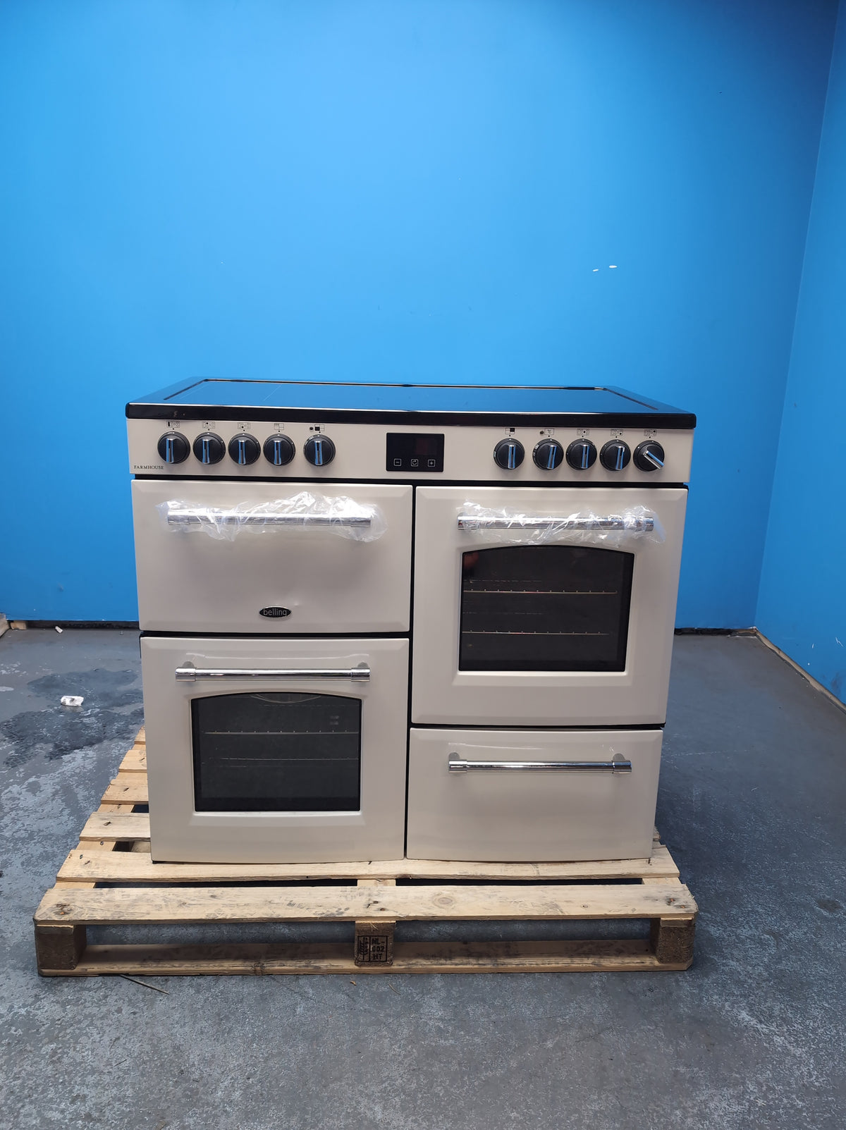 #GRC-164-458 - Belling Farmhouse 100Ei 100cm Electric Range Cooker – 5 Zone Induction Hob, AirFry, Cream