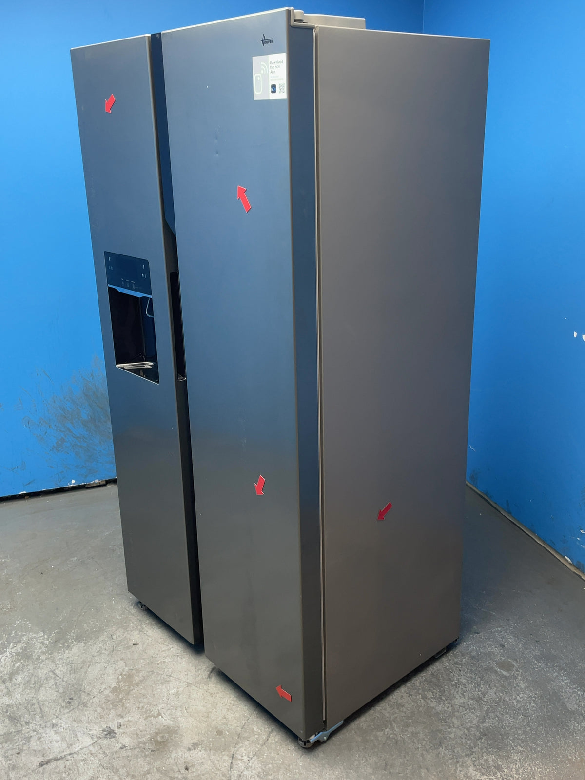 #GRC-164-557 - Hoover H-FRIDGE 700 American Style Fridge Freezer – 513L, Dark Inox
