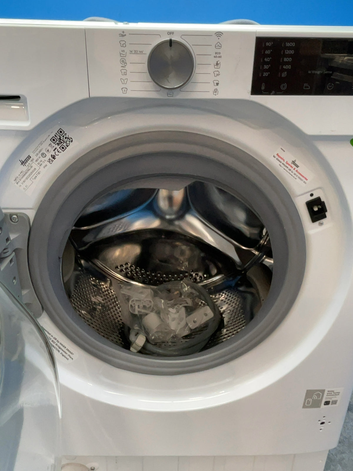 #GRC-164-625 - Hoover 9kg 1600rpm Integrated Washing Machine – KG Mode, Steam Function, White