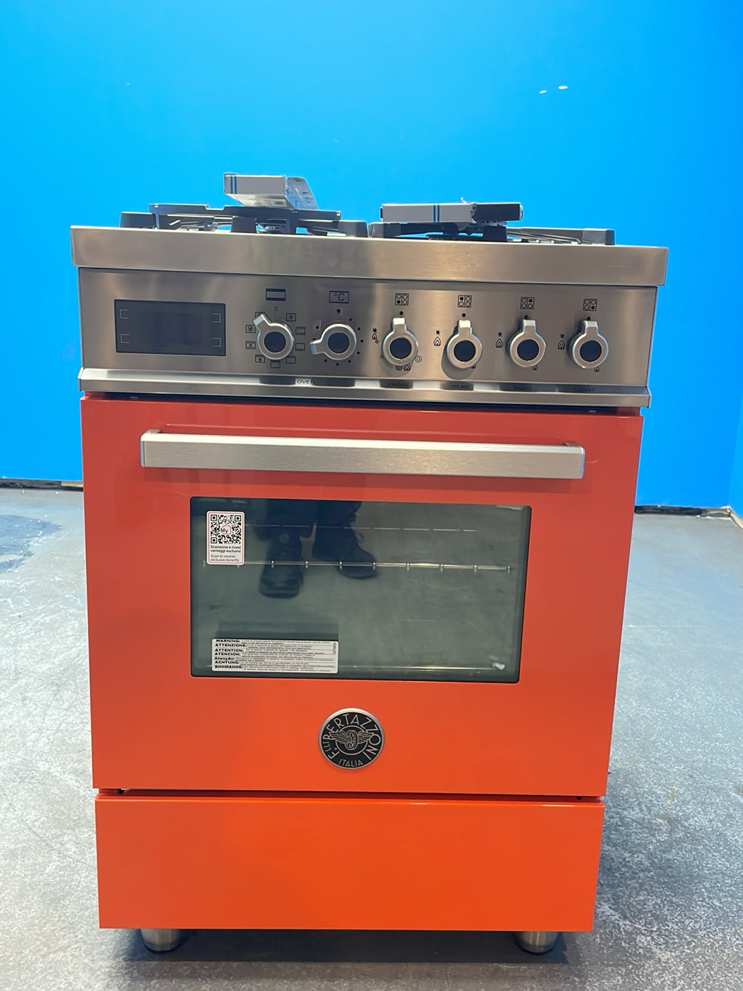 #GRC-164-715 - Bertazzoni 60cm Dual Fuel Range Cooker – 69L, 4 Gas Burners, Cast Iron Supports