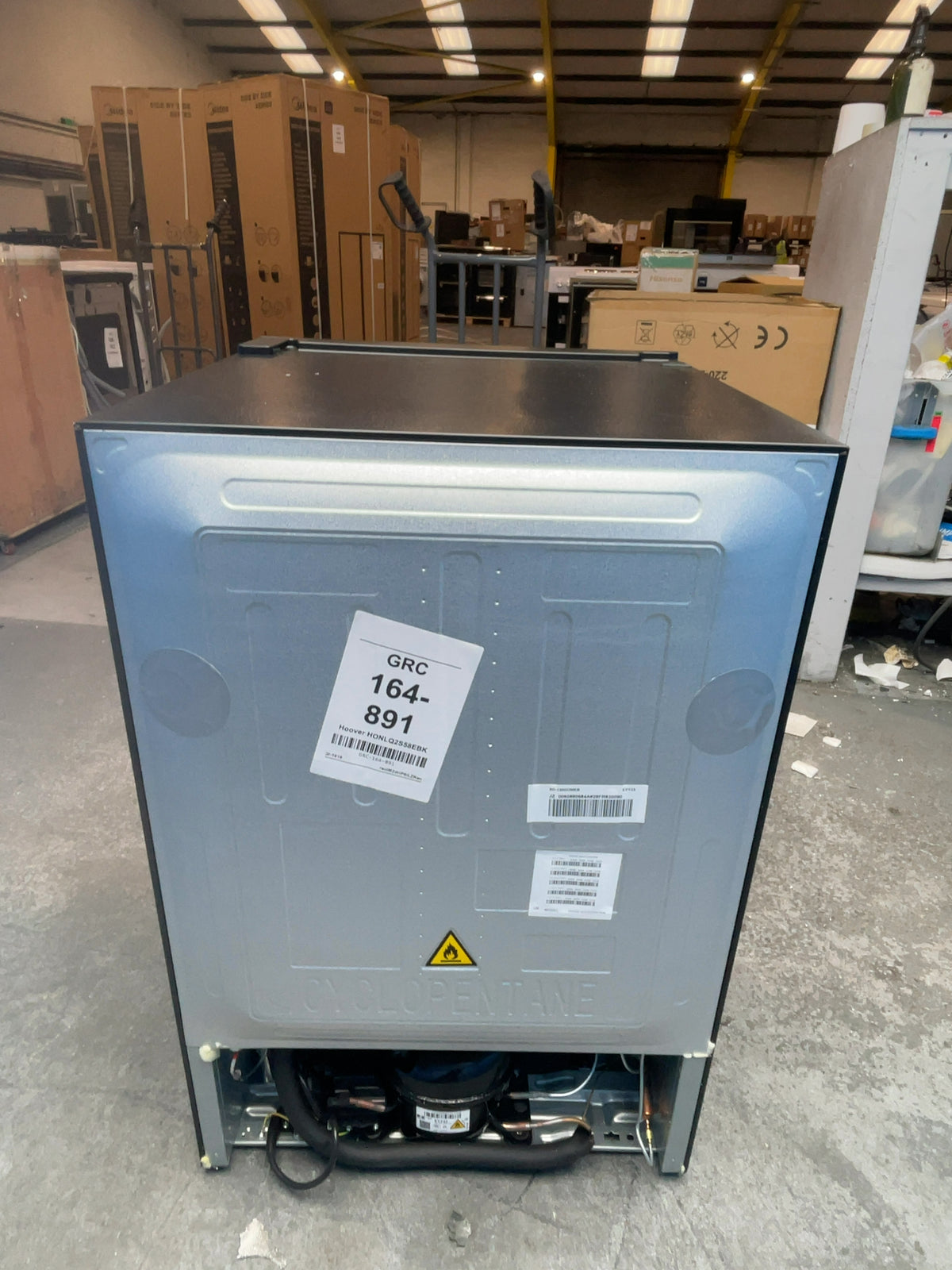 #GRC-164-891 - Hoover H-FRIDGE 300 Mini 54cm Under Counter Fridge – 129L, Aria Clear, Black