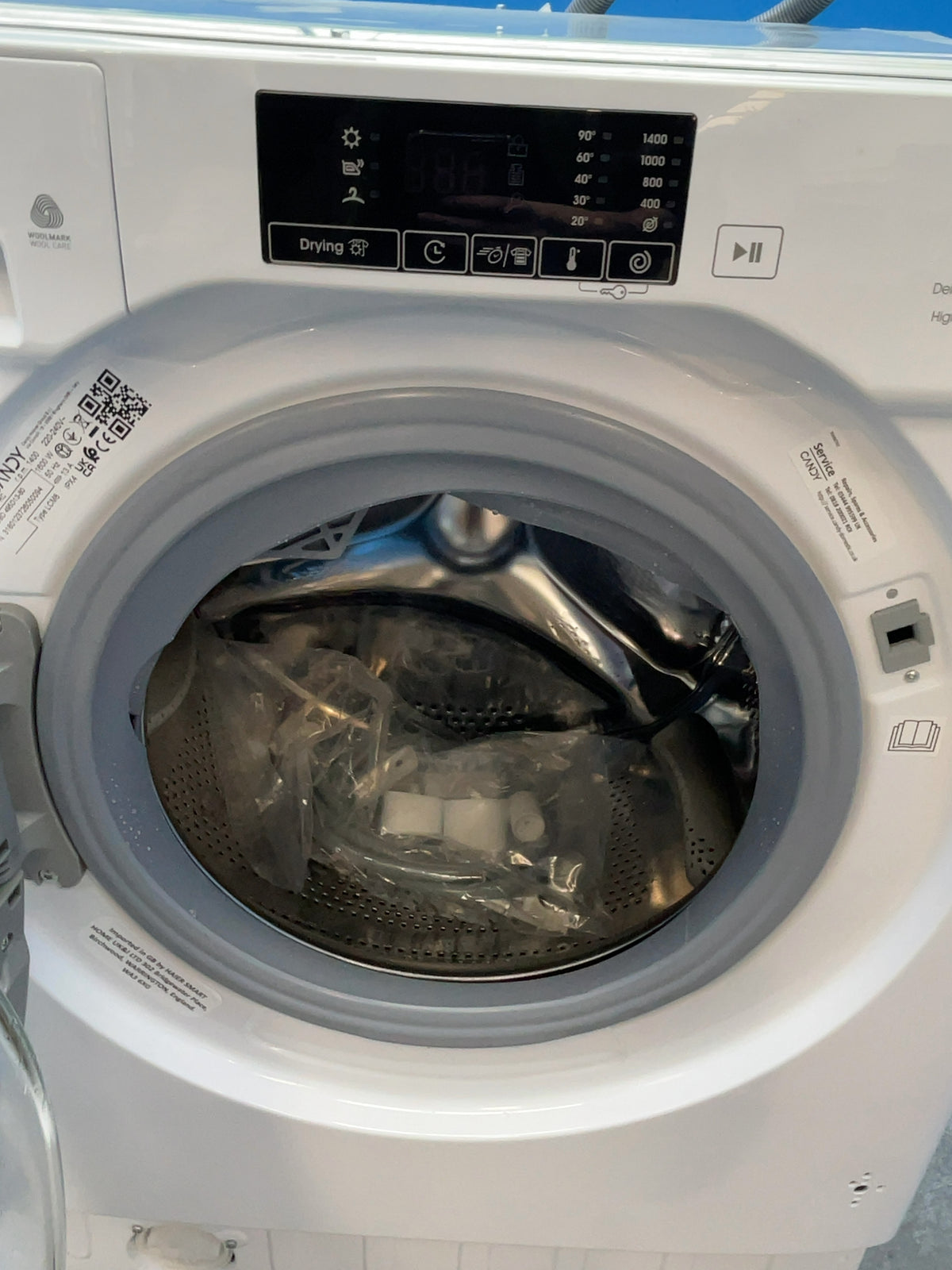 #GRC-165-058 - Candy Integrated Washer Dryer – 9kg Wash, 5kg Dry, 1400rpm, White, Weight Sensor