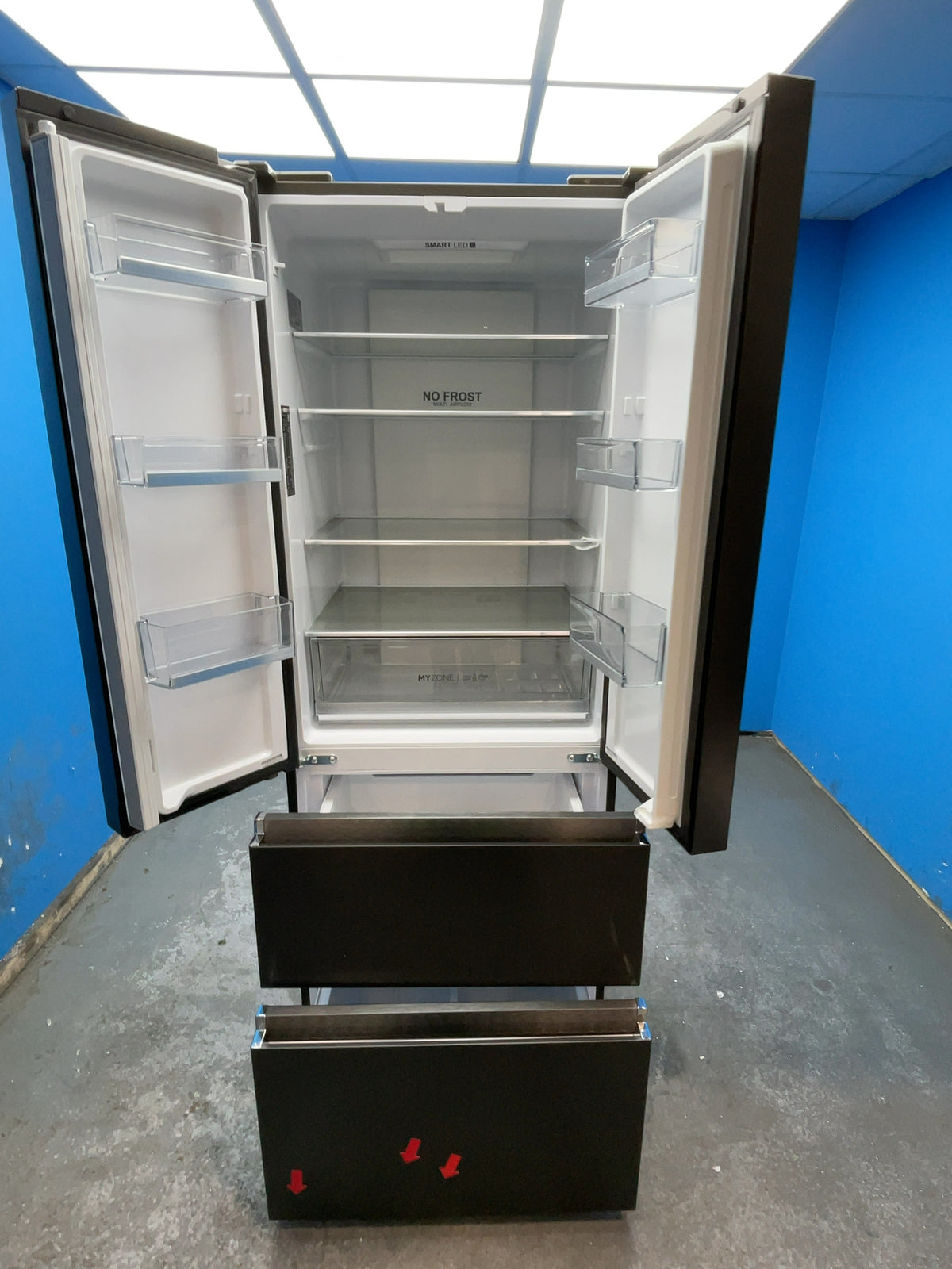 #GRC-165-149 - Haier 70cm French Door Fridge Freezer – 446L, Black, Total No Frost