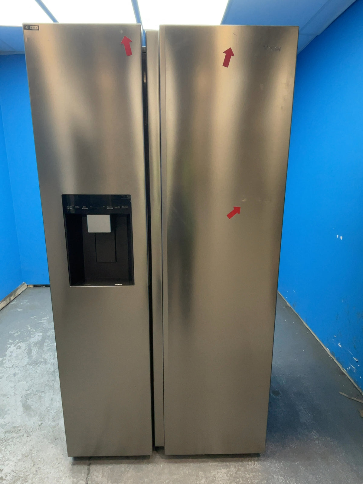 #GRC-165-151 - Haier American Style Fridge Freezer – 601L, Platinum Inox