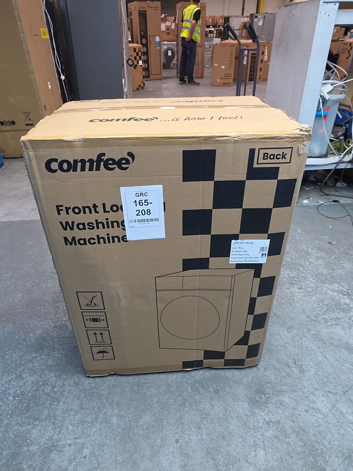 #GRC-165-208 - Comfee 7kg 1200rpm Washing Machine – Steam Wash & 15 Min Quick Cycle, White