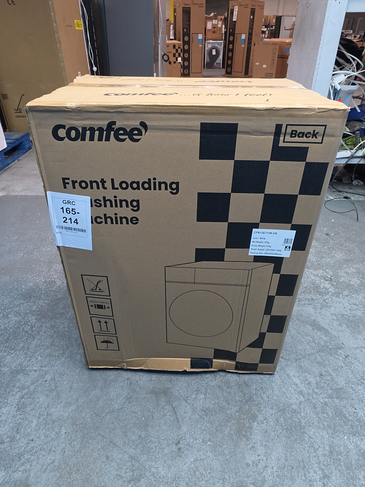 #GRC-165-214 - Comfee 7kg 1200rpm Washing Machine – Steam Wash & 15 Min Quick Cycle, White
