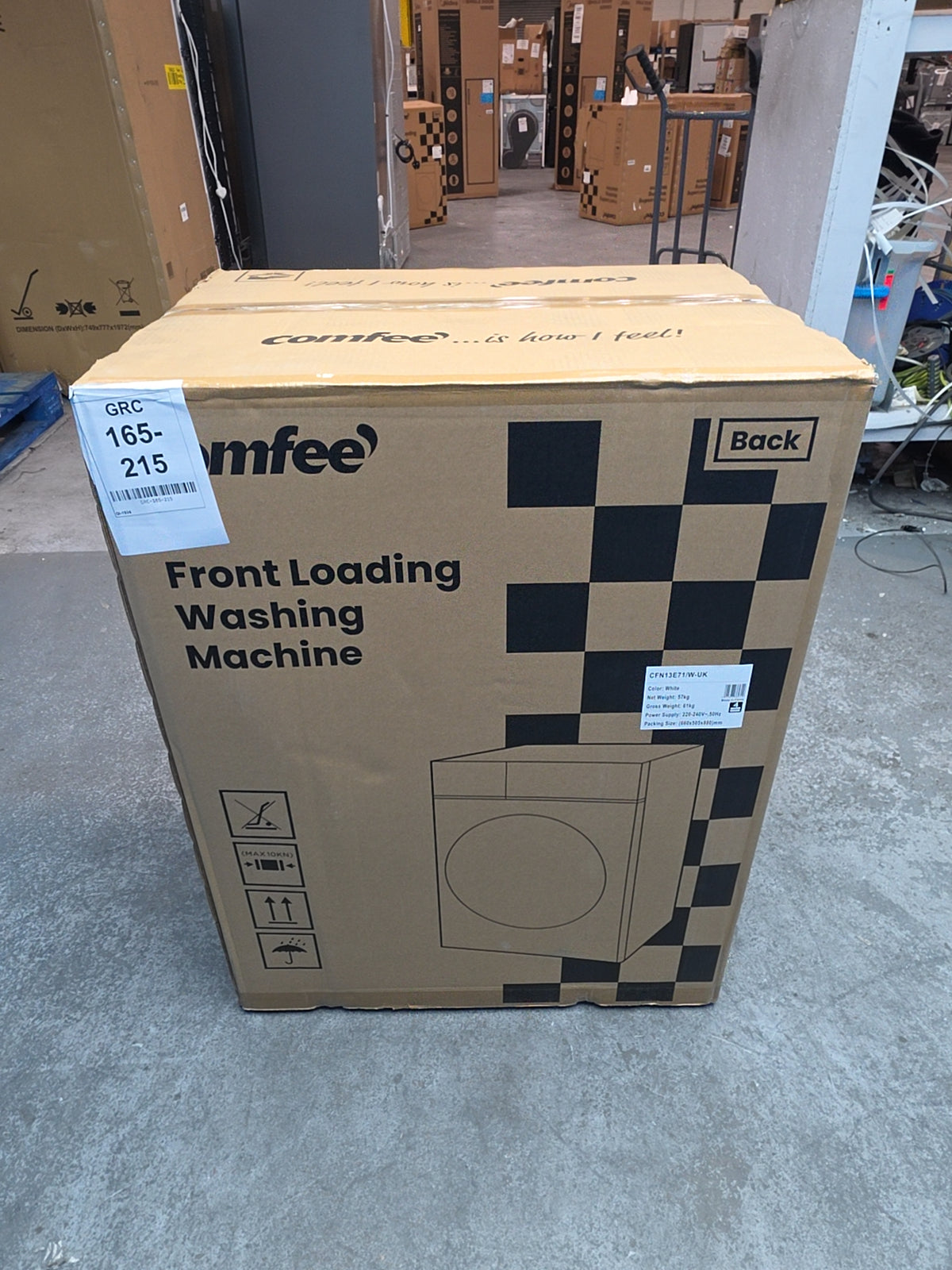 #GRC-165-215 - Comfee 7kg 1200rpm Washing Machine – Steam Wash & 15 Min Quick Cycle, White