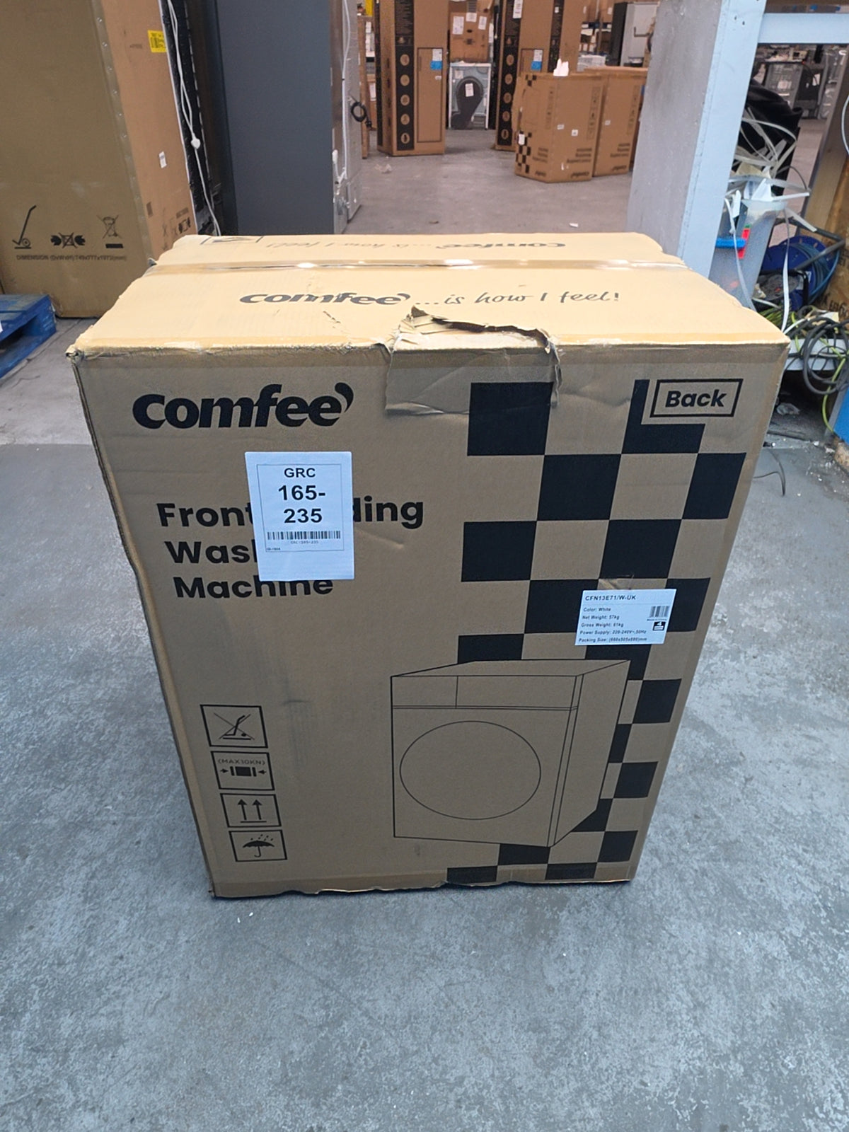 #GRC-165-235 - Comfee 7kg 1200rpm Washing Machine – Steam Wash & 15 Min Quick Cycle, White