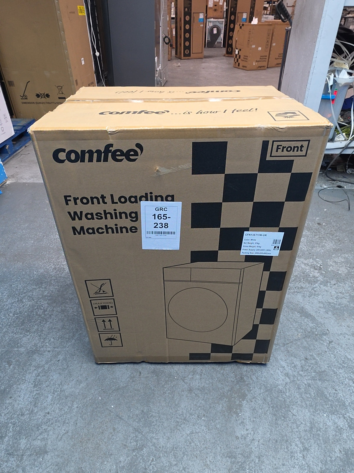 #GRC-165-238 - Comfee 7kg 1200rpm Washing Machine – Steam Wash & 15 Min Quick Cycle, White