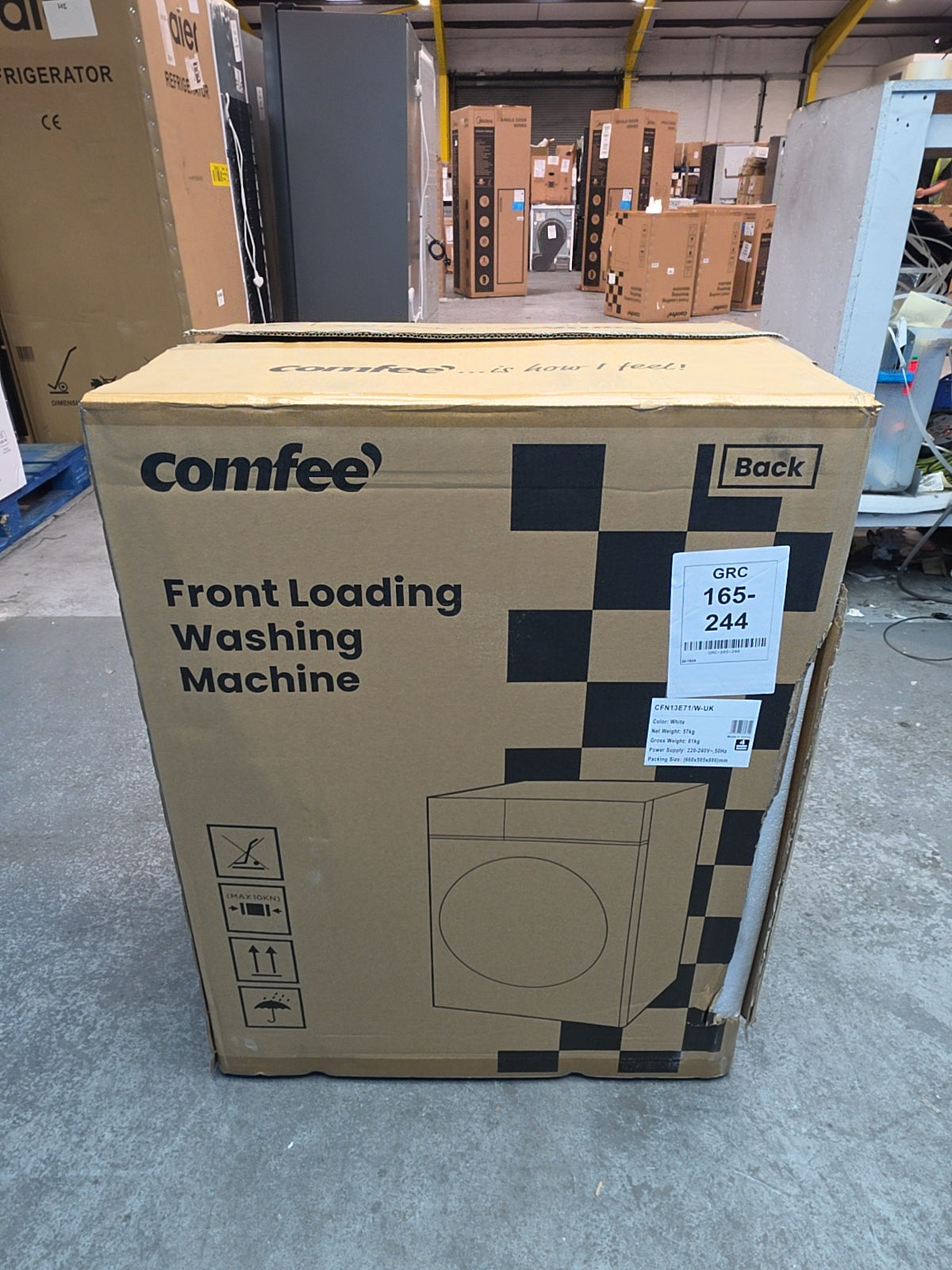 #GRC-165-244 - Comfee 7kg 1200rpm Washing Machine – Steam Wash & 15 Min Quick Cycle, White