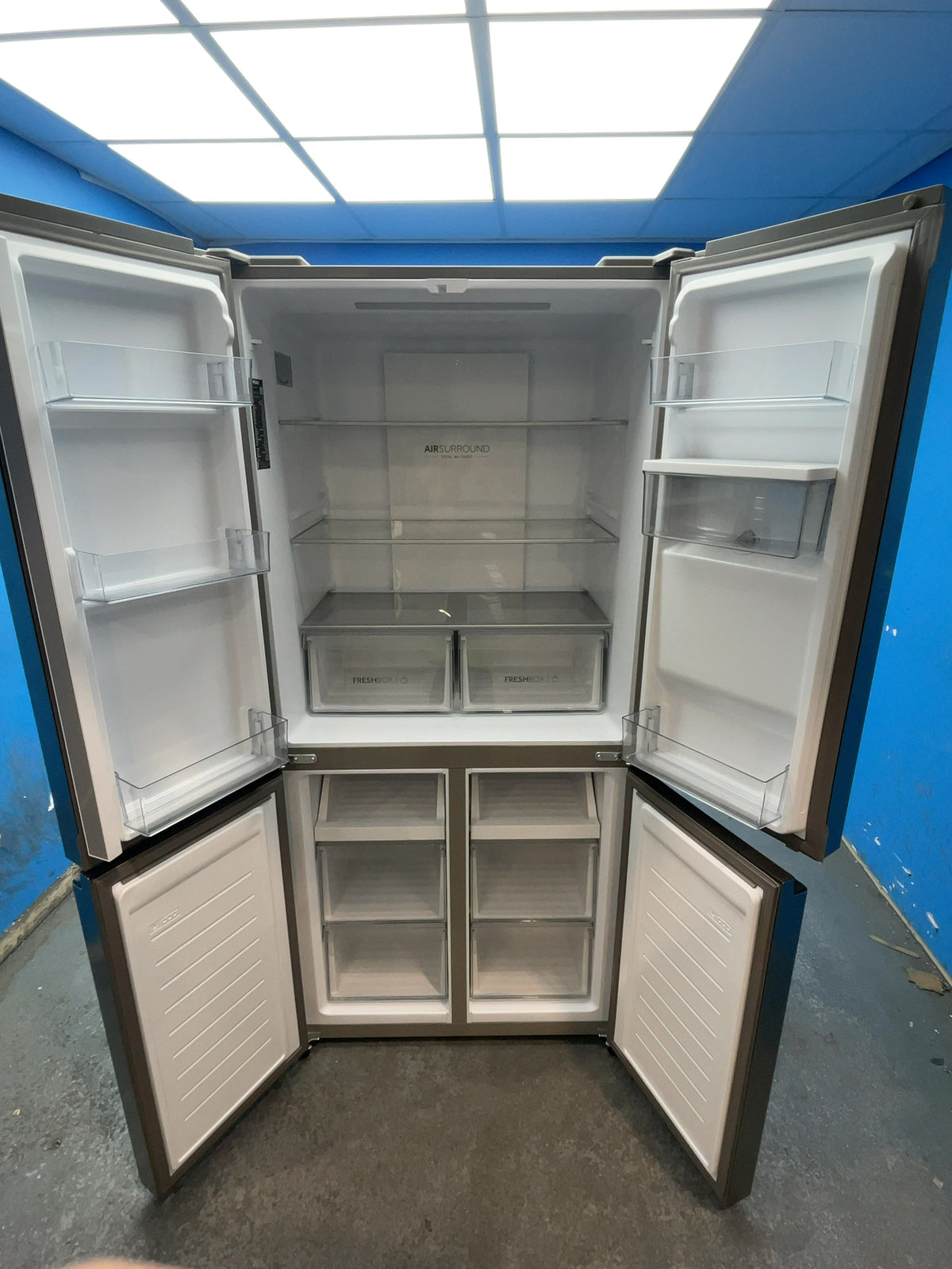 #GRC-165-450 - Haier American Style Fridge Freezer – 463L, Platinum Inox, Total No Frost