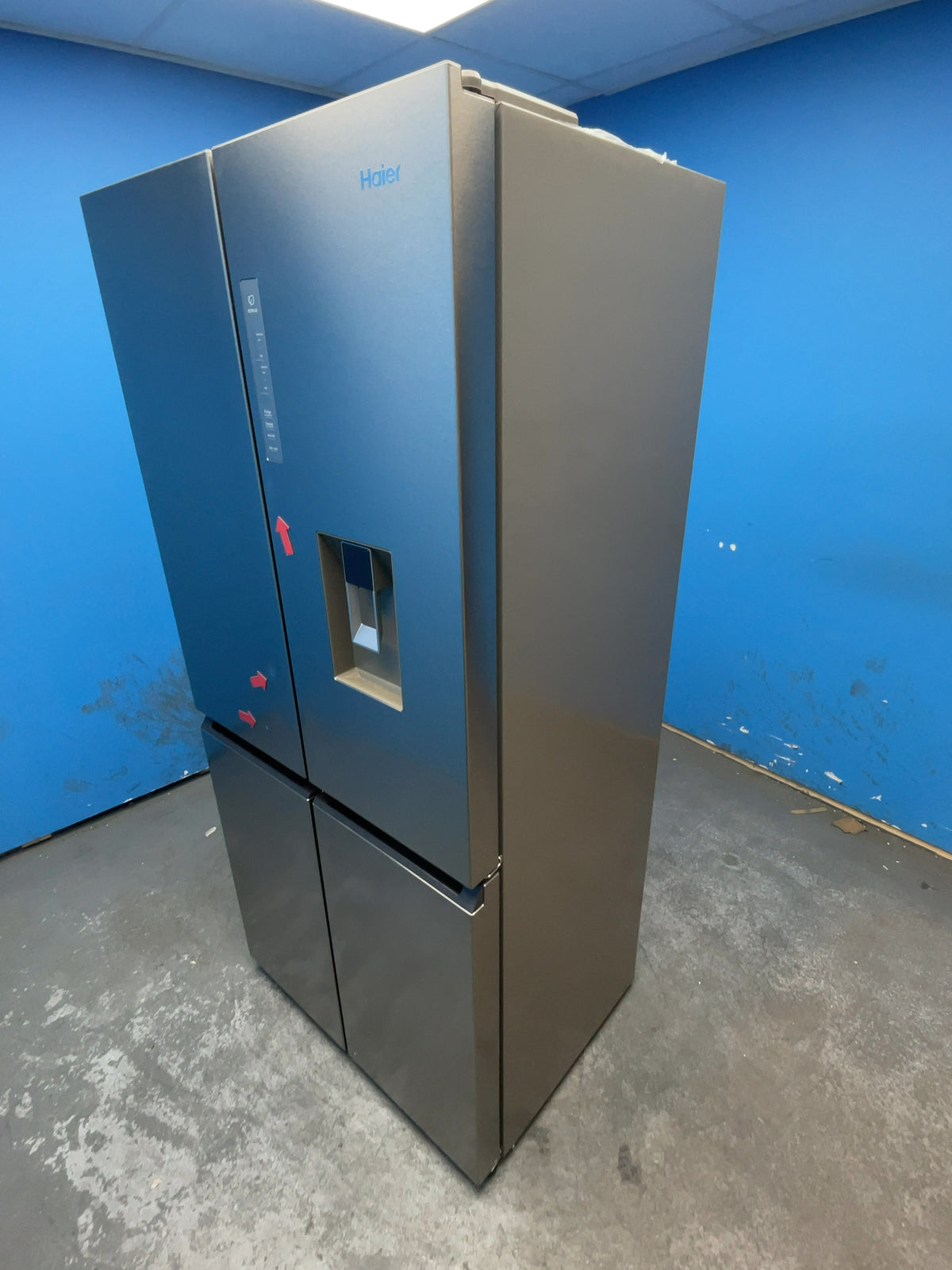#GRC-165-450 - Haier American Style Fridge Freezer – 463L, Platinum Inox, Total No Frost