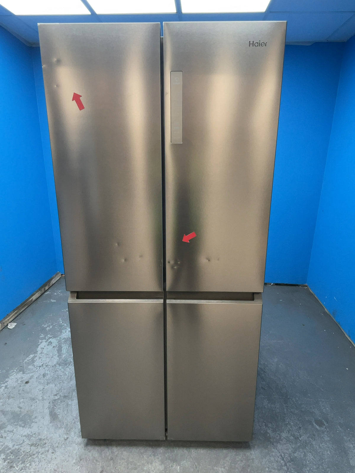 #GRC-165-455 - Haier American Style Fridge Freezer – 467L, Platinum Inox, Total No Frost