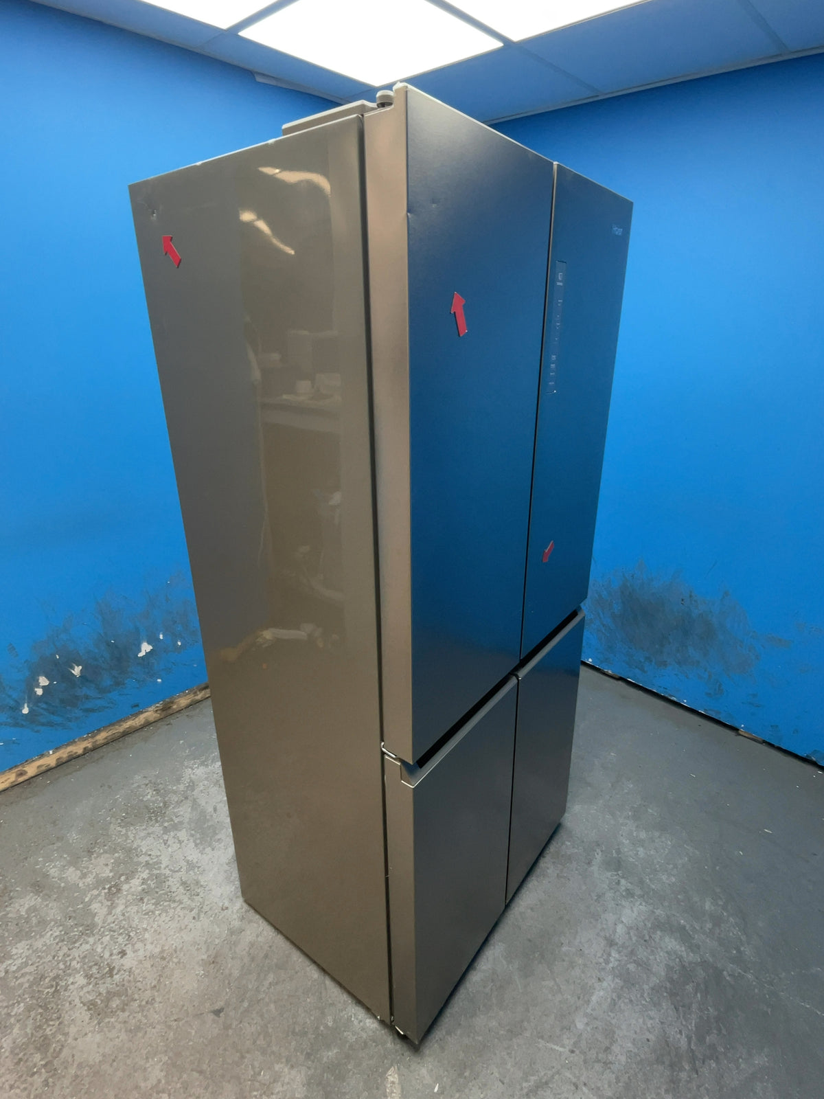 #GRC-165-455 - Haier American Style Fridge Freezer – 467L, Platinum Inox, Total No Frost