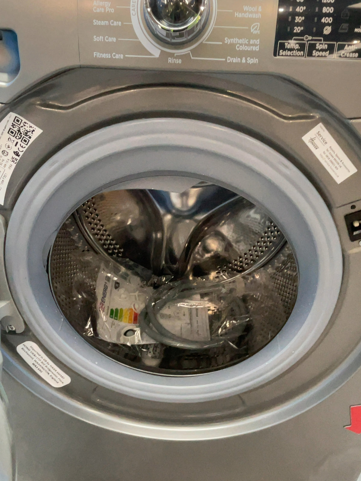 #GRC-165-544 - Hoover H-WASH 350 8kg 1600rpm Washing Machine – Power Care System, Anthracite