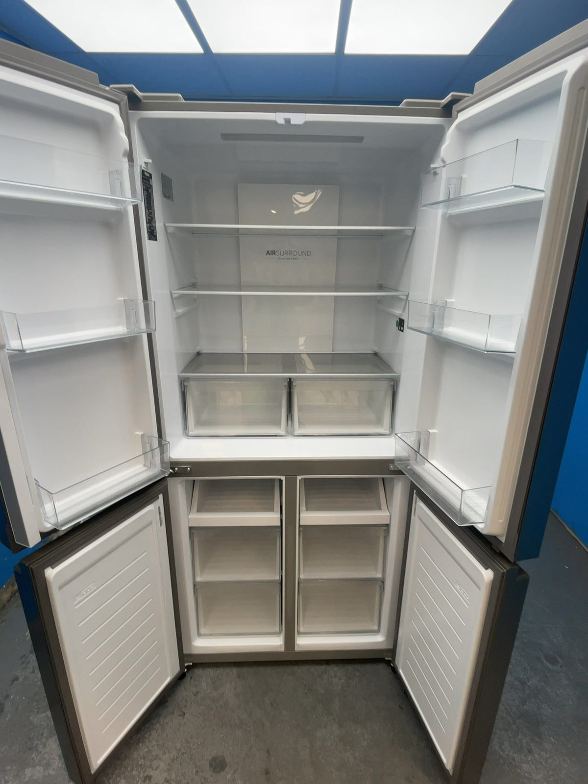 #GRC-165-663 - Haier American Style Fridge Freezer – 467L, Platinum Inox, Total No Frost