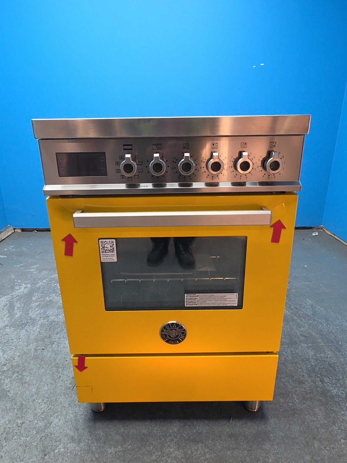 #GRC-165-805 - Bertazzoni Professional 60cm Electric Range Cooker – 69L Oven, 4 Zone Induction Hob, Yellow