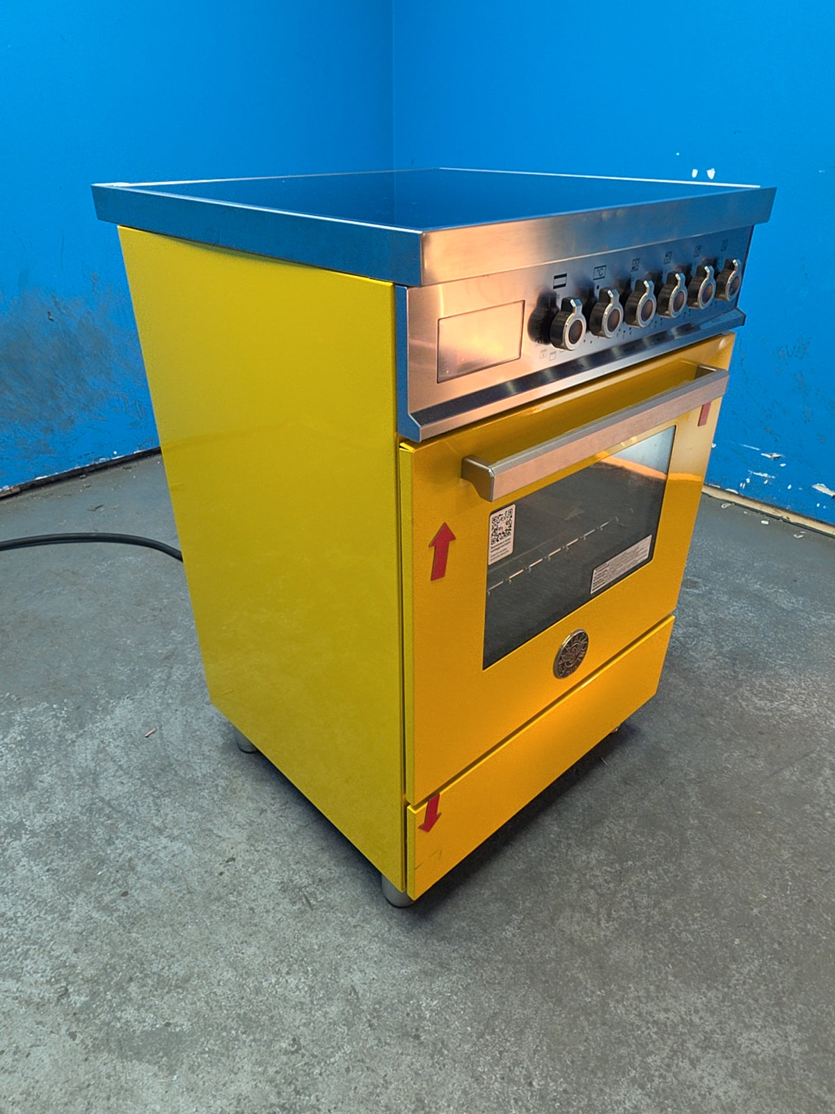 #GRC-165-805 - Bertazzoni Professional 60cm Electric Range Cooker – 69L Oven, 4 Zone Induction Hob, Yellow
