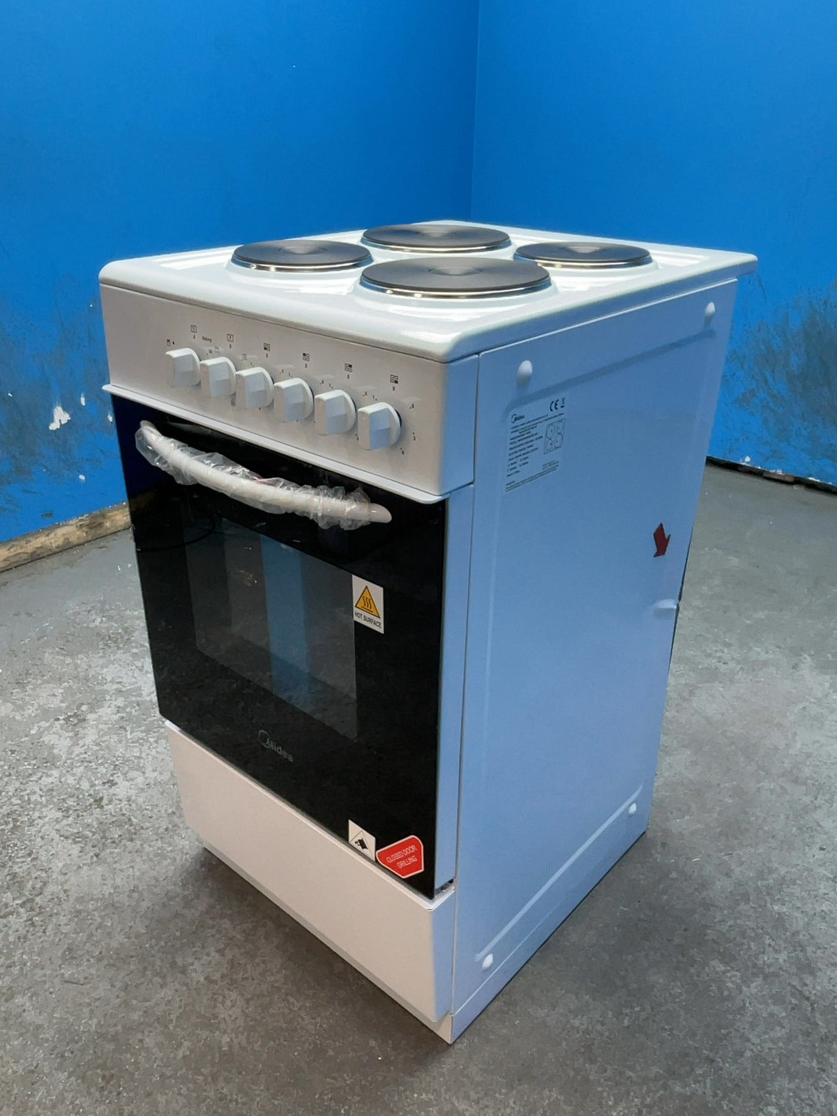 #GRC-165-817 - Midea 50cm Electric Cooker – Solid Plate Hob, Integrated Grill, White