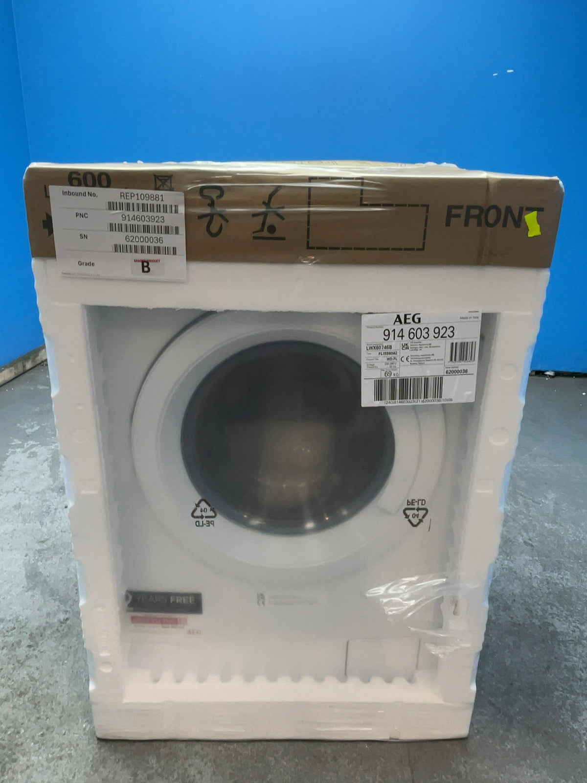 #GRC-166-005 - AEG 7kg/4kg ProSense Washer Dryer – 1600 Spin, AutoSense, White