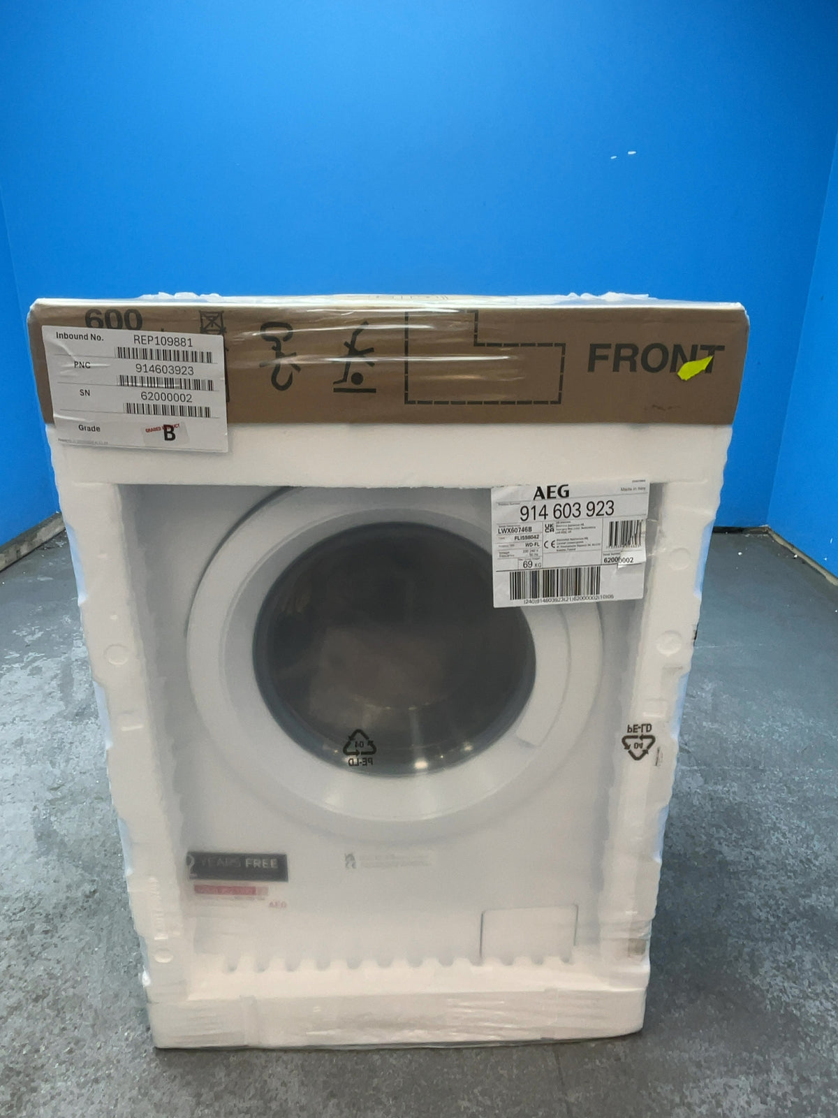 #GRC-166-007 - AEG 7kg/4kg ProSense Washer Dryer – 1600 Spin, AutoSense, White