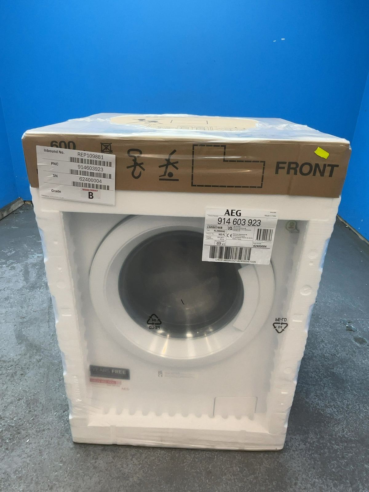 #GRC-166-008 - AEG 7kg/4kg ProSense Washer Dryer – 1600 Spin, AutoSense, White