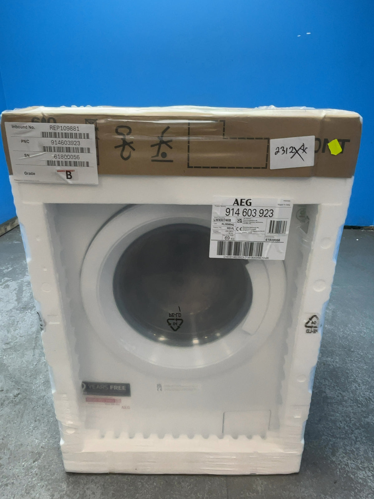 #GRC-166-016 - AEG 7kg/4kg ProSense Washer Dryer – 1600 Spin, AutoSense, White