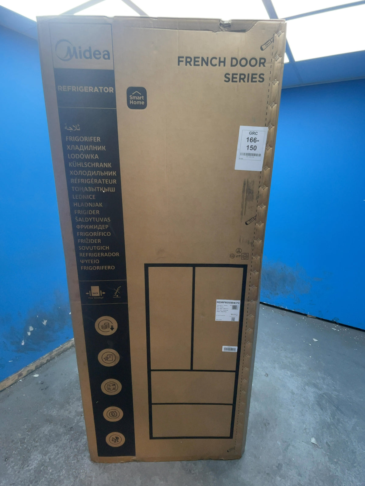 #GRC-166-150 - Midea 435L French Door Fridge Freezer – V-Tech Freeze, Total No Frost, Inox
