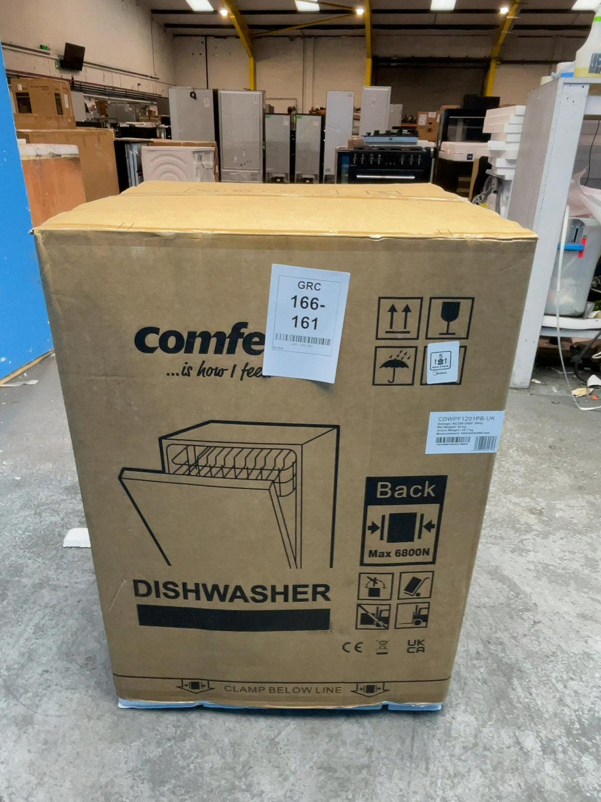 #GRC-166-161 - Comfee Full Size Freestanding Dishwasher – 12 Place Settings, 30 Min Rapid Wash, Hygiene 72°C Cycle, Black