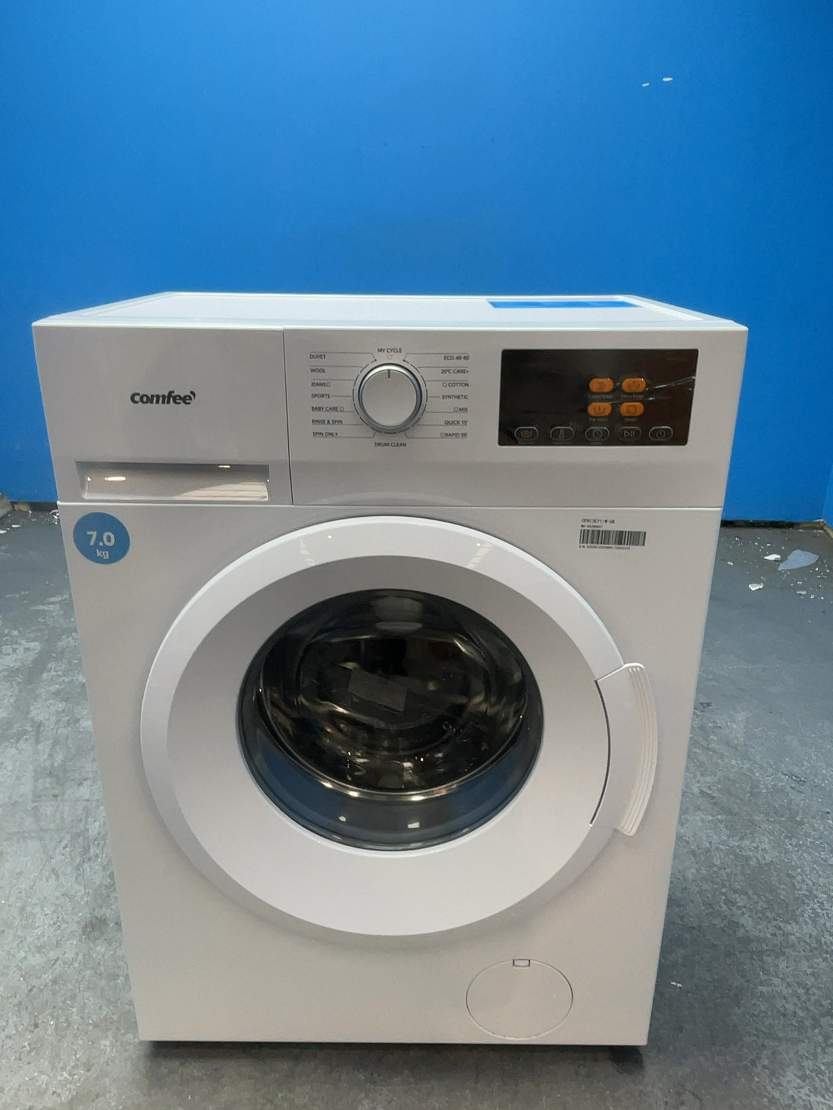#GRC-166-229 - Comfee 7kg 1200rpm Washing Machine – Steam Wash & 15 Min Quick Cycle, White