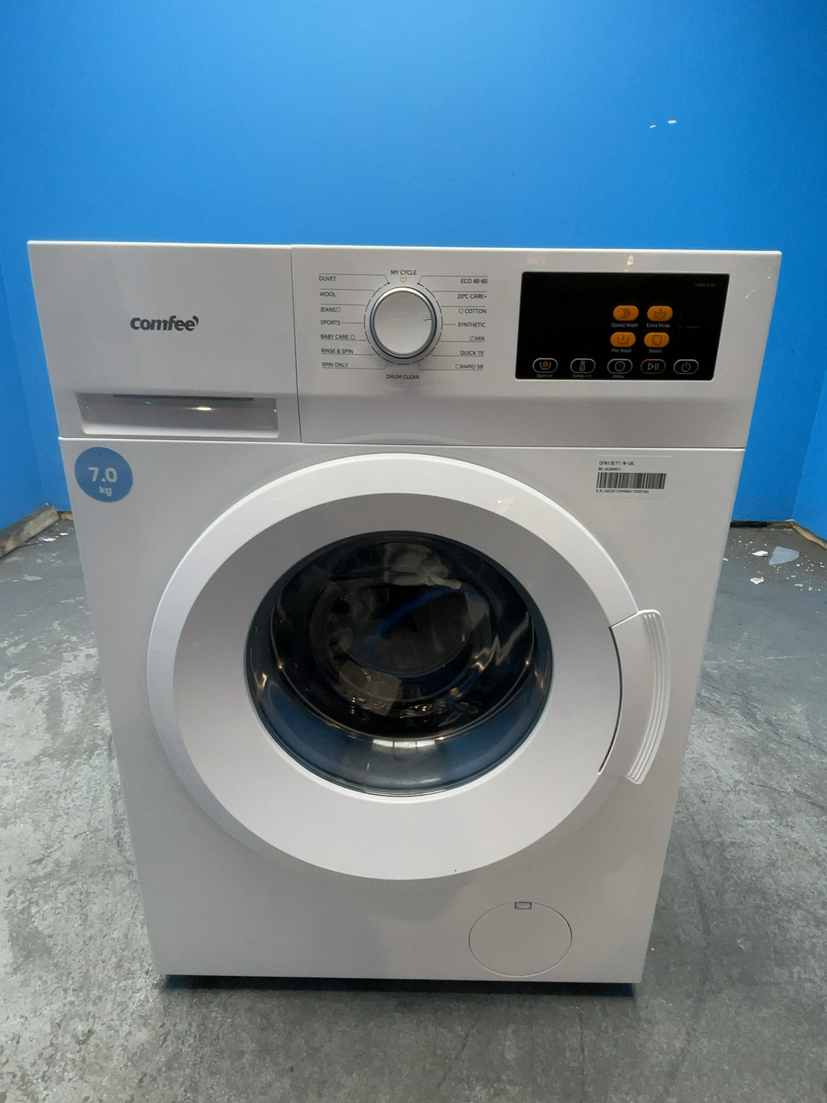 #GRC-166-231 - Comfee 7kg 1200rpm Washing Machine – Steam Wash & 15 Min Quick Cycle, White