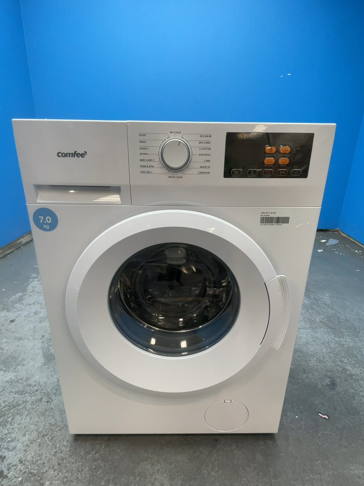 #GRC-166-232 - Comfee 7kg 1200rpm Washing Machine – Steam Wash & 15 Min Quick Cycle, White