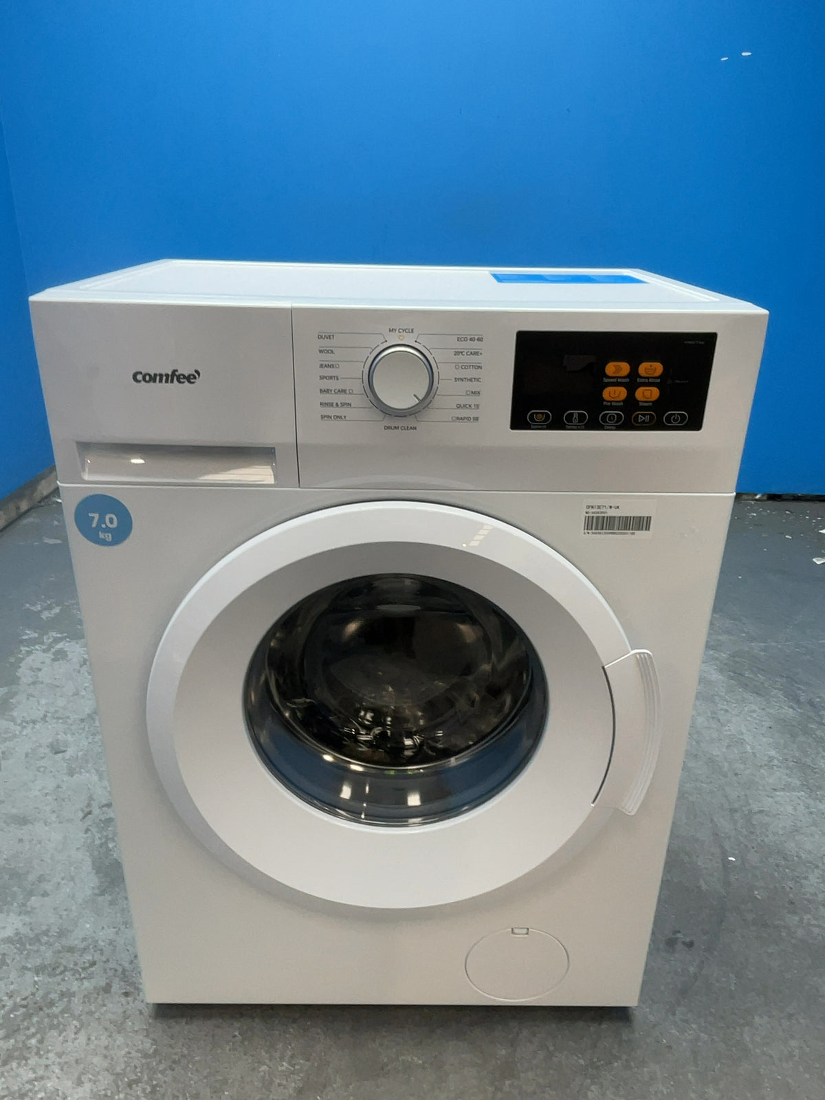 #GRC-166-234 - Comfee 7kg 1200rpm Washing Machine – Steam Wash & 15 Min Quick Cycle, White