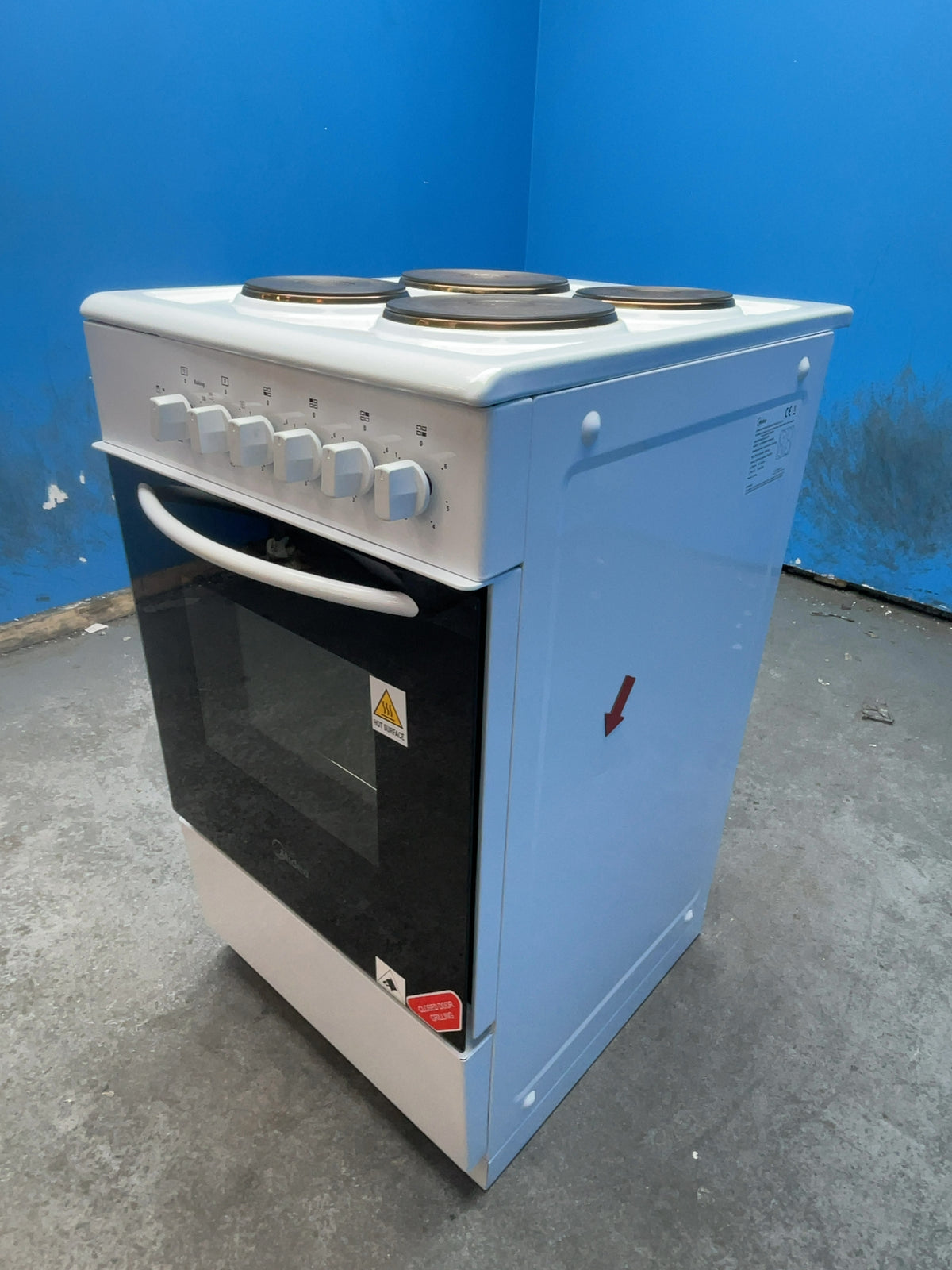 #GRC-166-237 - Midea 50cm Electric Cooker – Solid Plate Hob, Integrated Grill, White