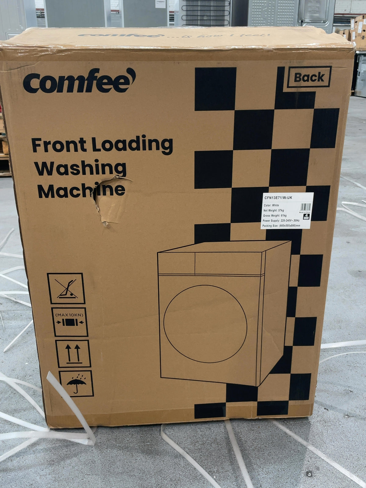 #GRC-166-292 - Comfee 7kg 1200rpm Washing Machine – Steam Wash & 15 Min Quick Cycle, White