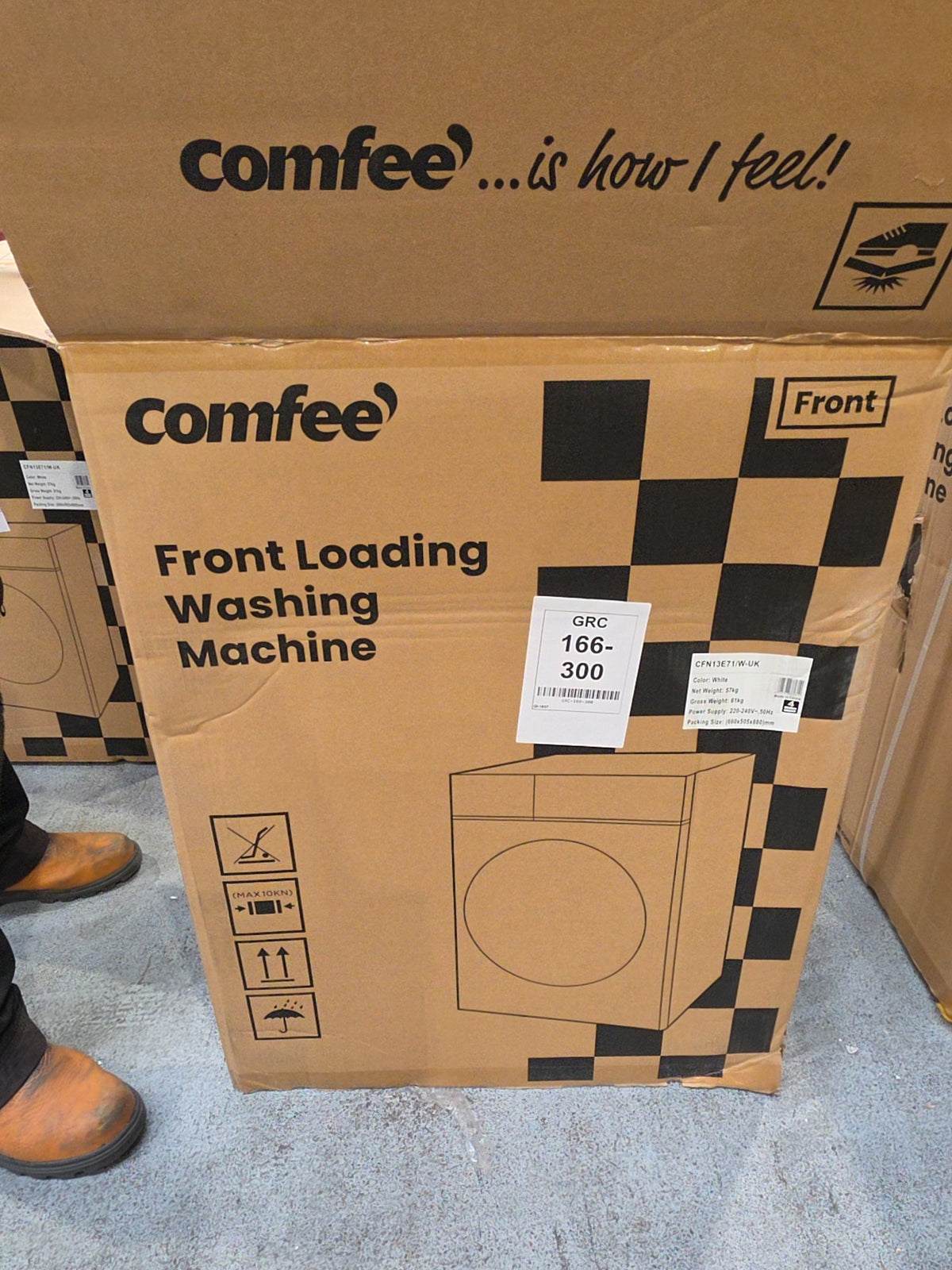 #GRC-166-300 - Comfee 7kg 1200rpm Washing Machine – Steam Wash & 15 Min Quick Cycle, White