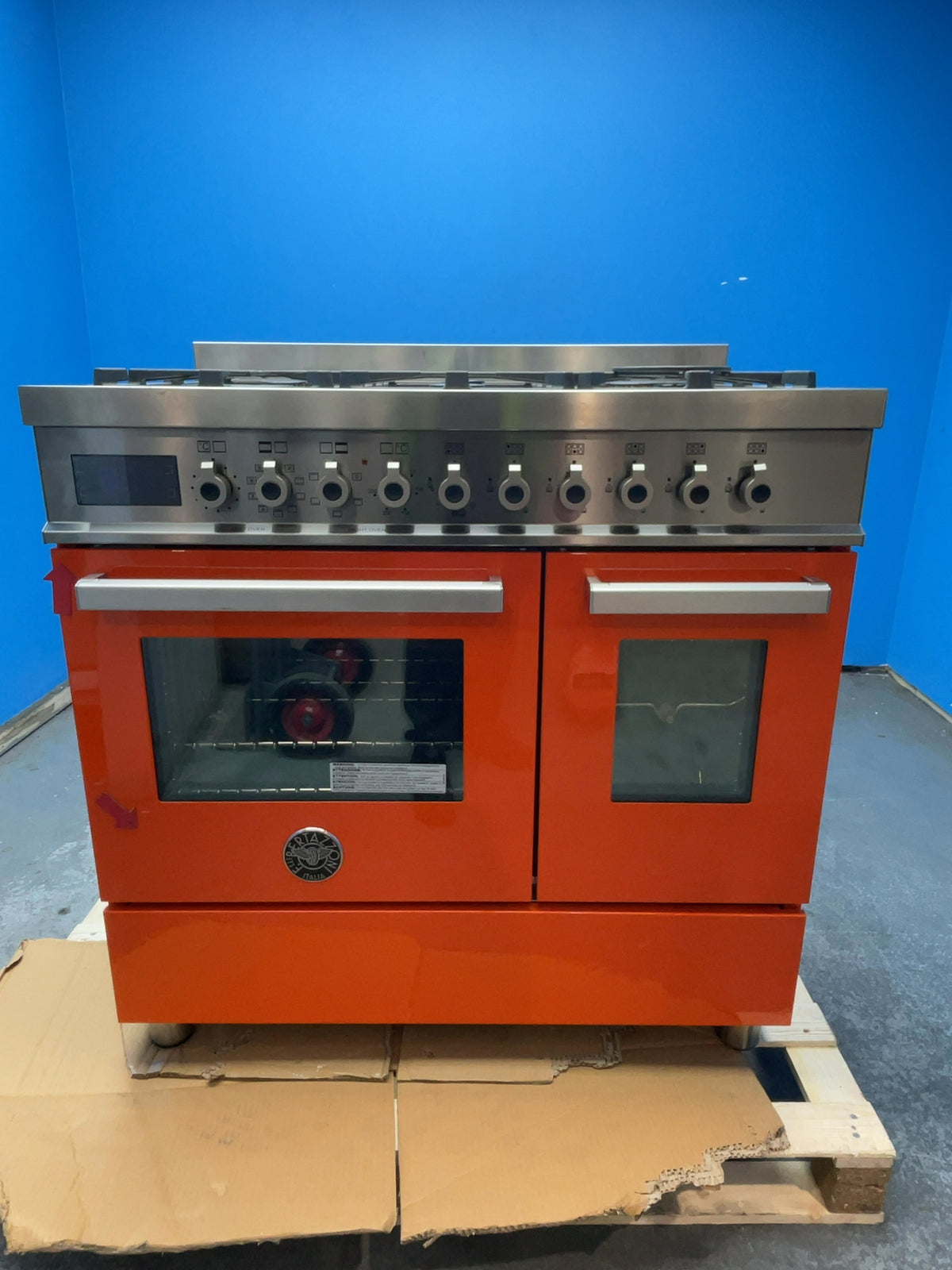 #GRC-166-360 - Bertazzoni Professional Series 90cm Dual Fuel Range Cooker – Double Oven, 6 Gas Burners, Arancio Orange