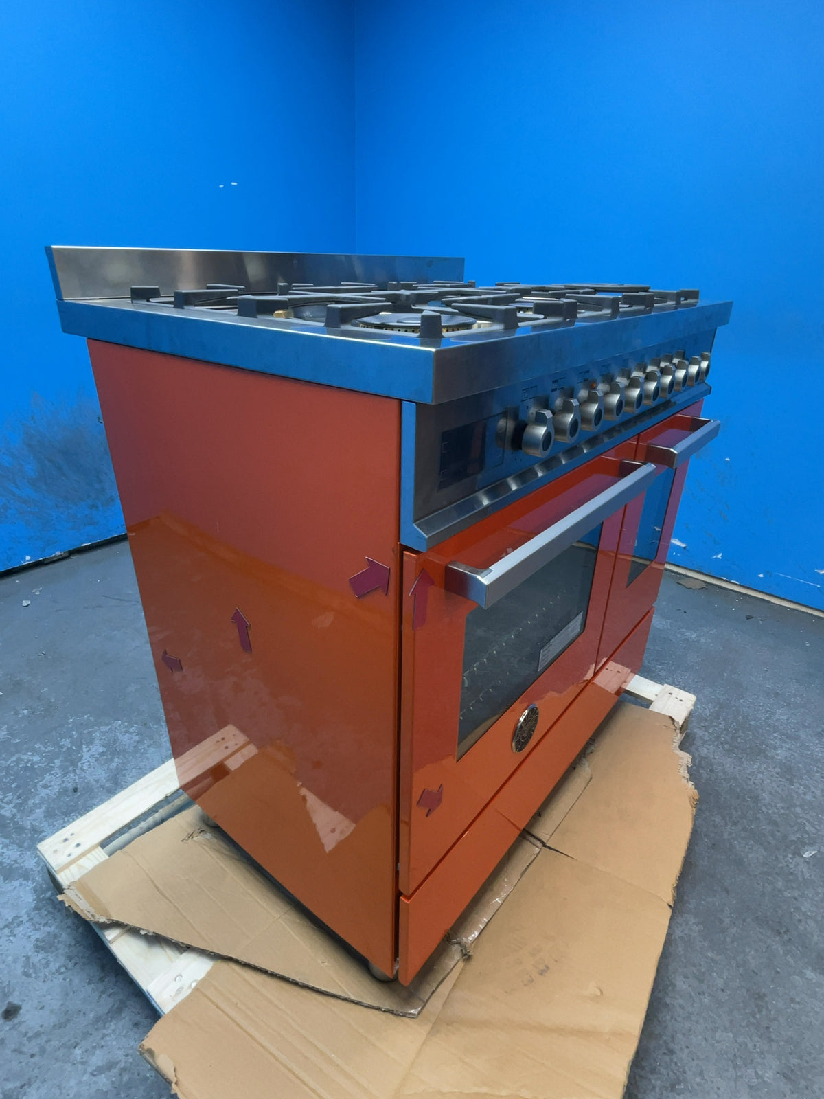 #GRC-166-360 - Bertazzoni Professional Series 90cm Dual Fuel Range Cooker – Double Oven, 6 Gas Burners, Arancio Orange