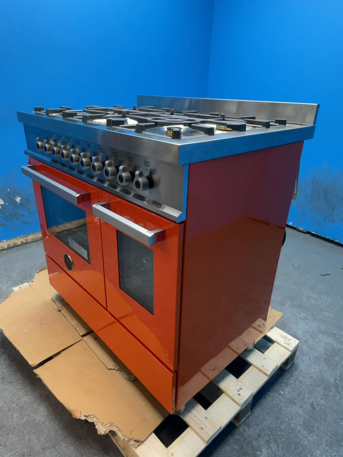 #GRC-166-360 - Bertazzoni Professional Series 90cm Dual Fuel Range Cooker – Double Oven, 6 Gas Burners, Arancio Orange