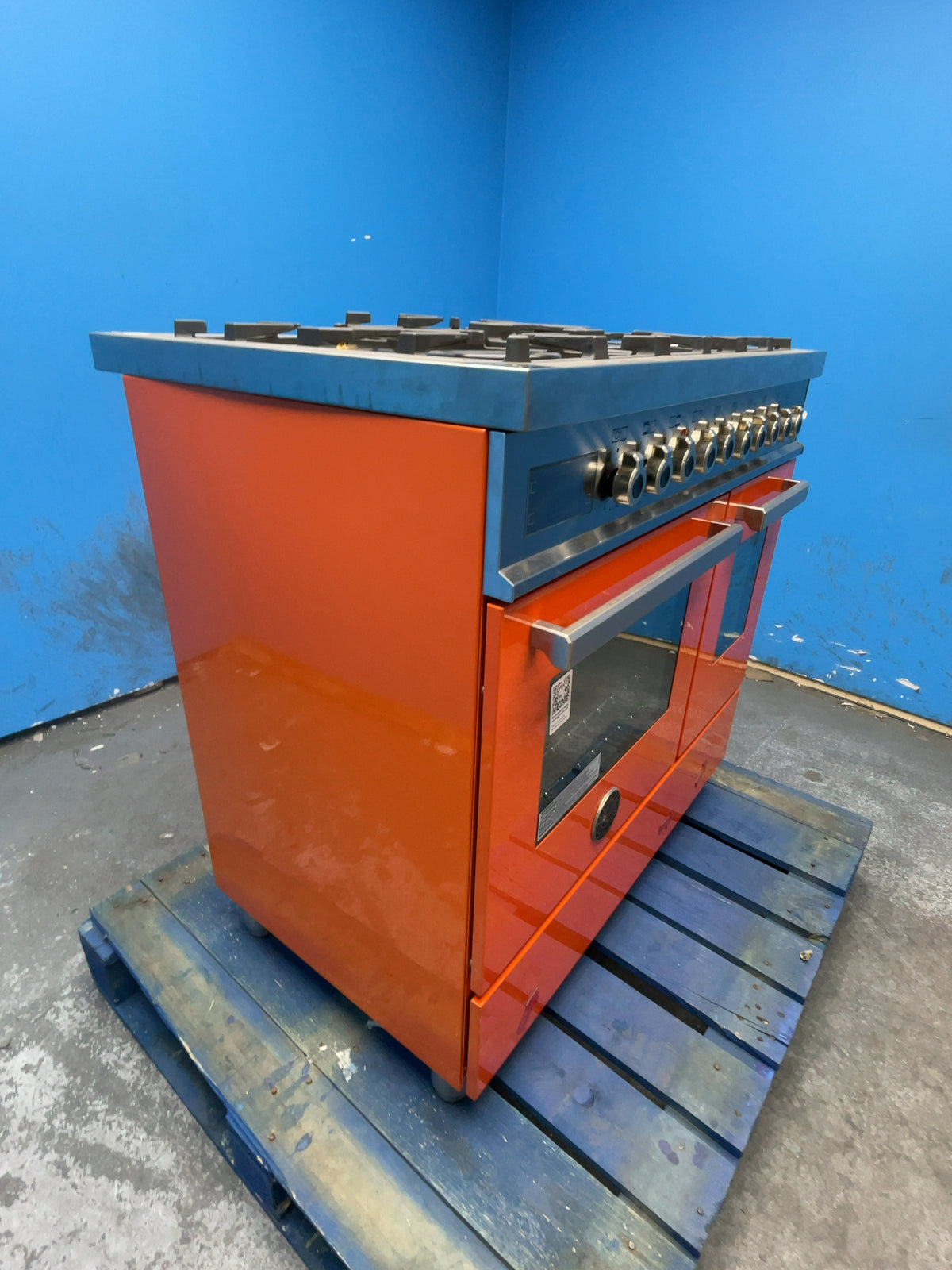 #GRC-166-617 - Bertazzoni Professional 90cm Dual Fuel Range Cooker – 107L Capacity, Twin Electric Oven, 6 Gas Burners, Arancio Orange