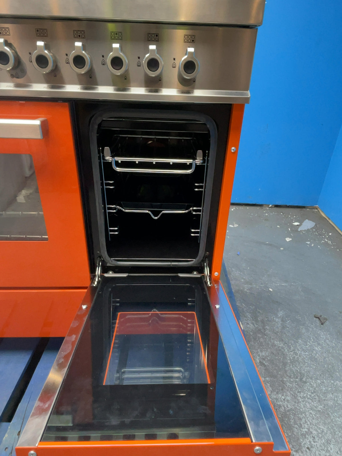 #GRC-166-617 - Bertazzoni Professional 90cm Dual Fuel Range Cooker – 107L Capacity, Twin Electric Oven, 6 Gas Burners, Arancio Orange