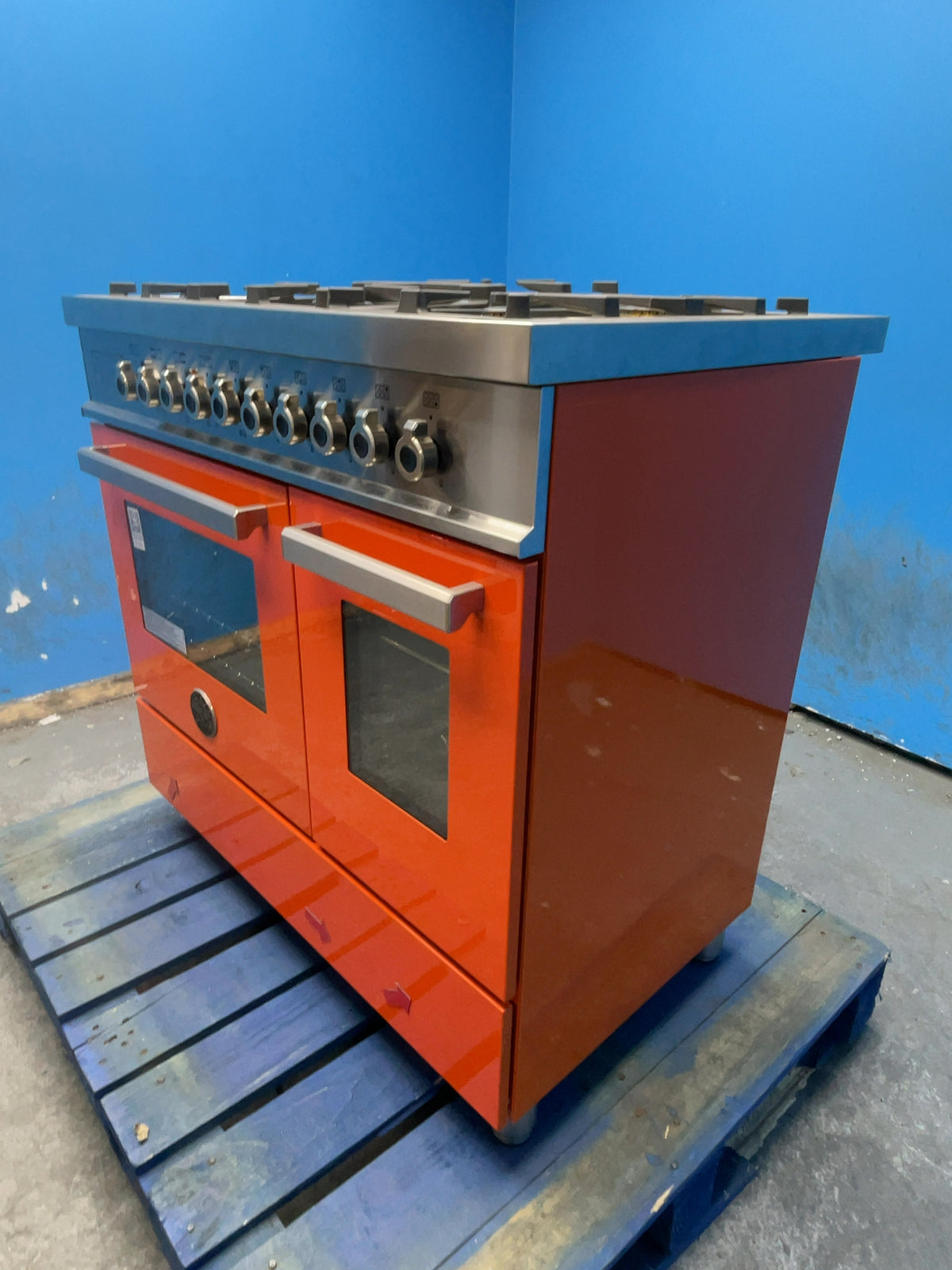 #GRC-166-617 - Bertazzoni Professional 90cm Dual Fuel Range Cooker – 107L Capacity, Twin Electric Oven, 6 Gas Burners, Arancio Orange