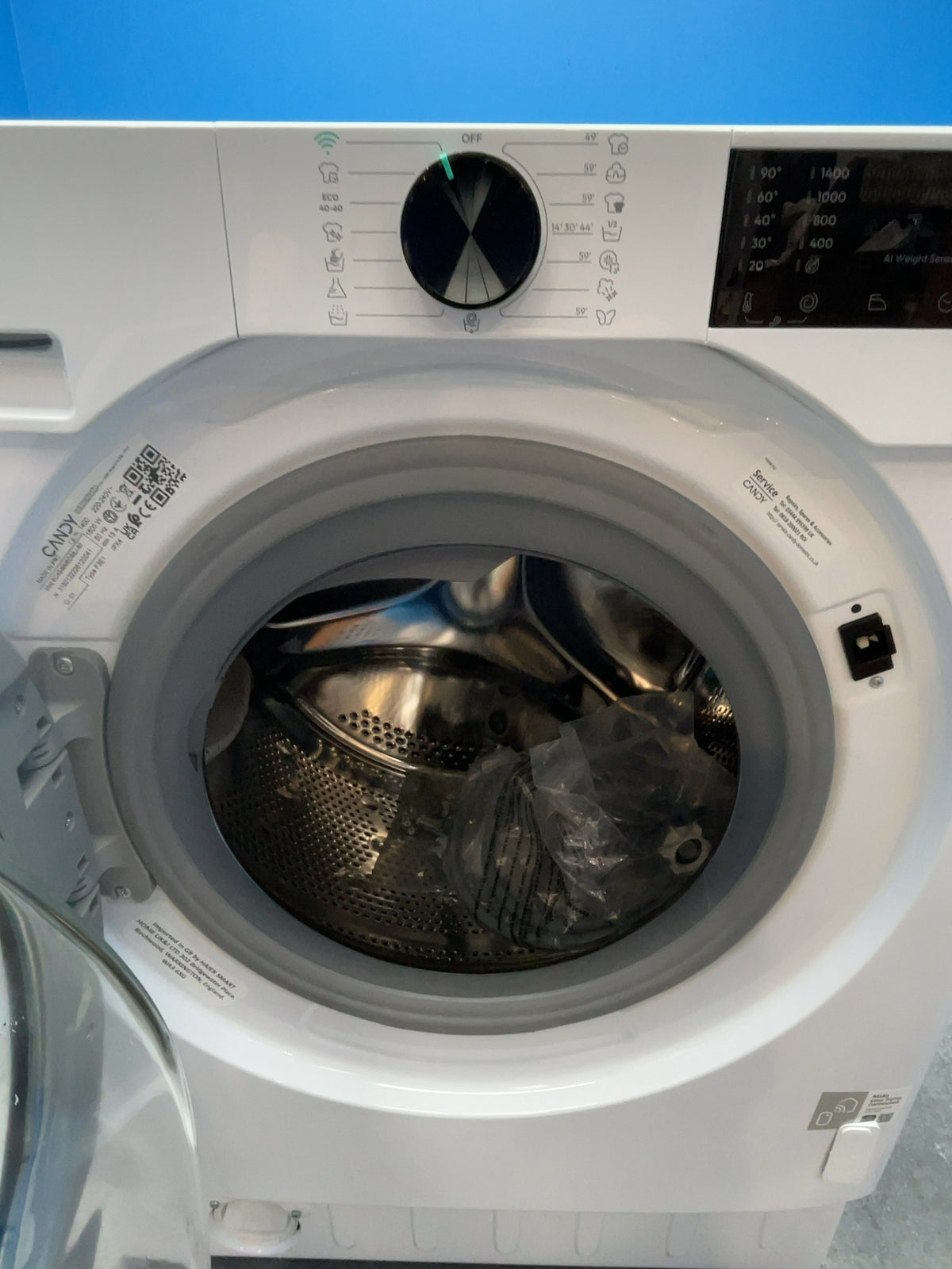 #GRC-166-714 - Candy 9kg 1400rpm Integrated Washing Machine – AI Weight Sense, White