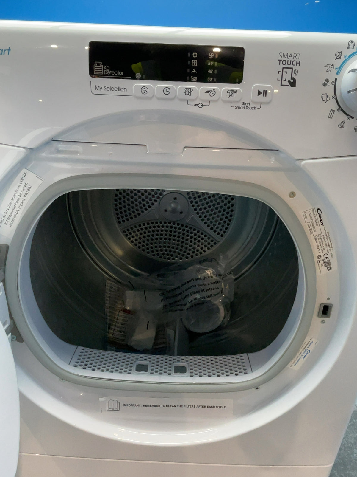 #GRC-167-021 - Candy Smart 9kg Vented Tumble Dryer – NFC Connectivity, White, G Energy Rating